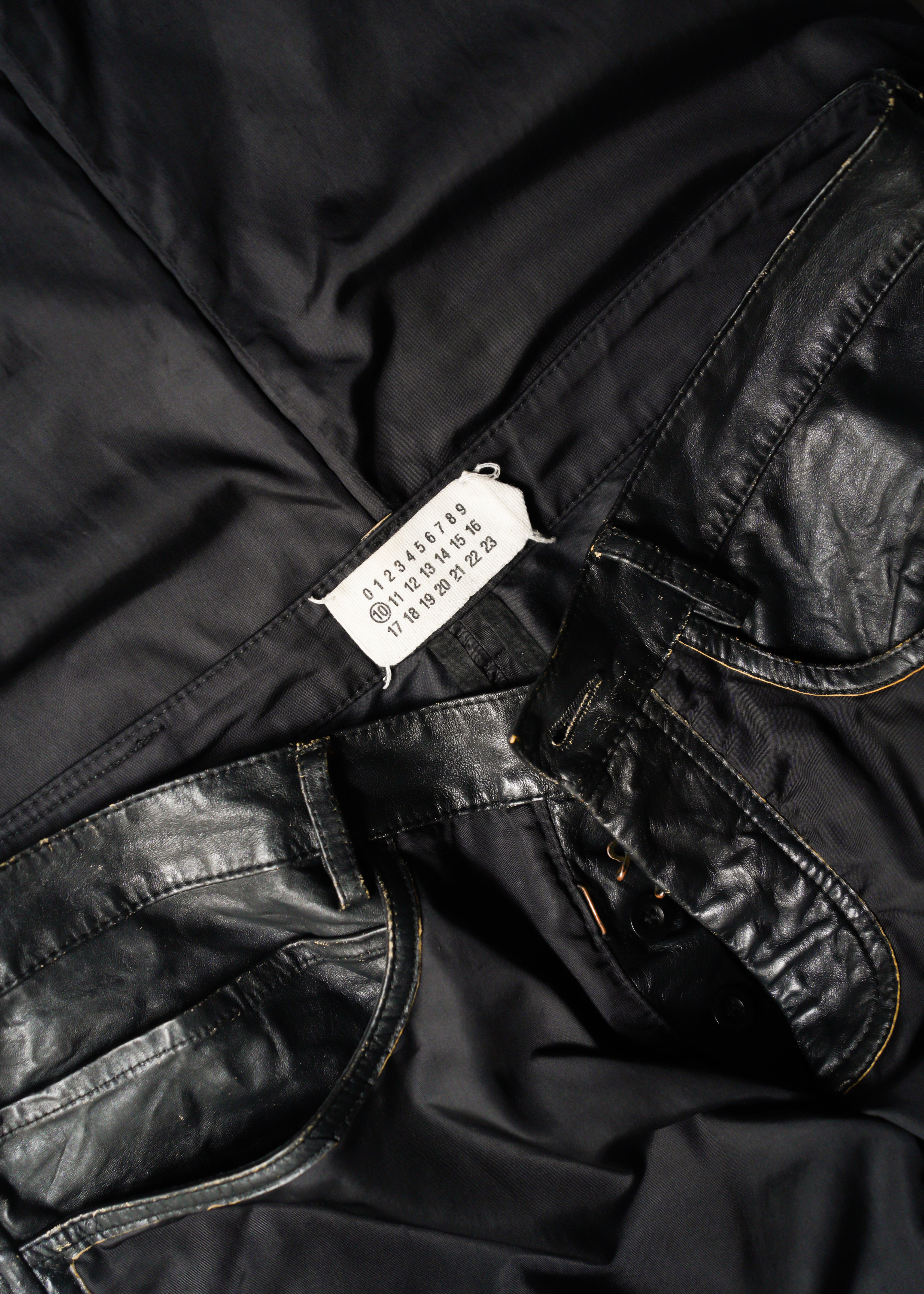 Martin Margiela 07SS switching leather nylon trousers
