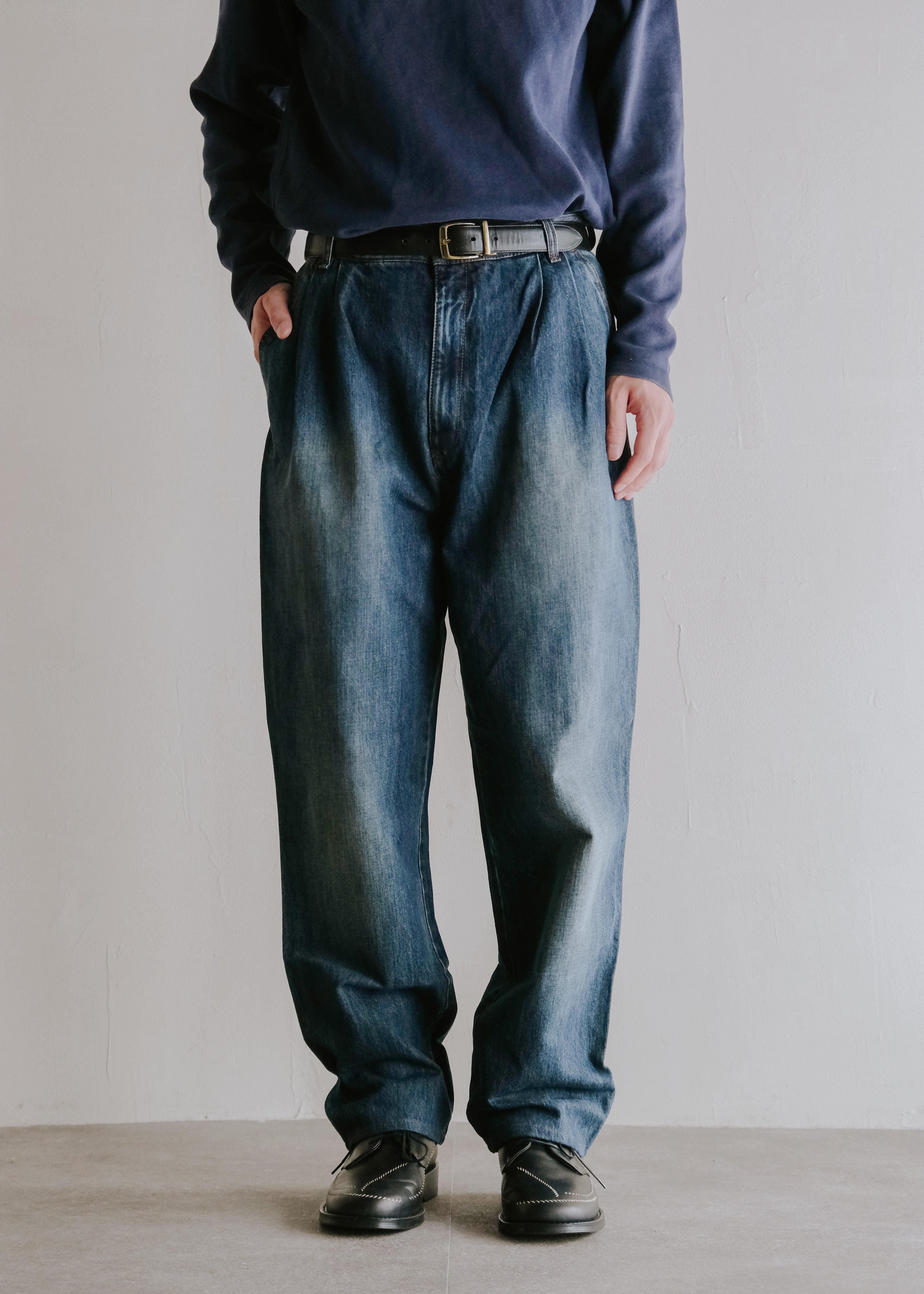 BOTTEGA VENETA 15AW two tucked wide tapered jeans