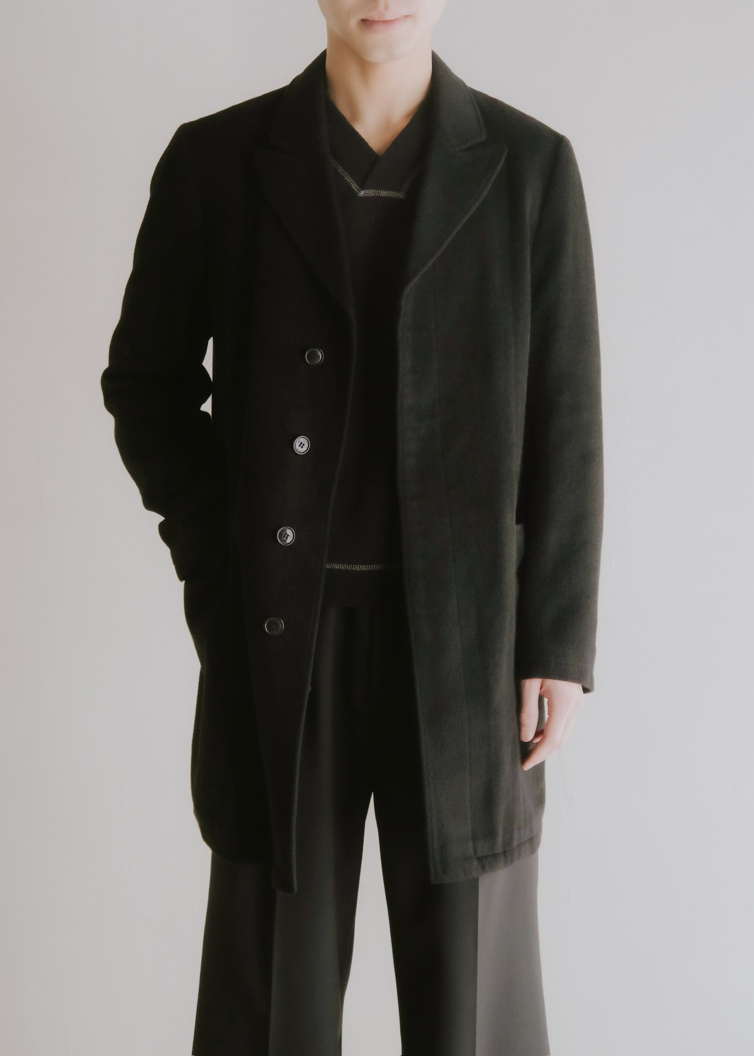EMPORIO ARMANI 05AW fly front angora wool chesterfield coat