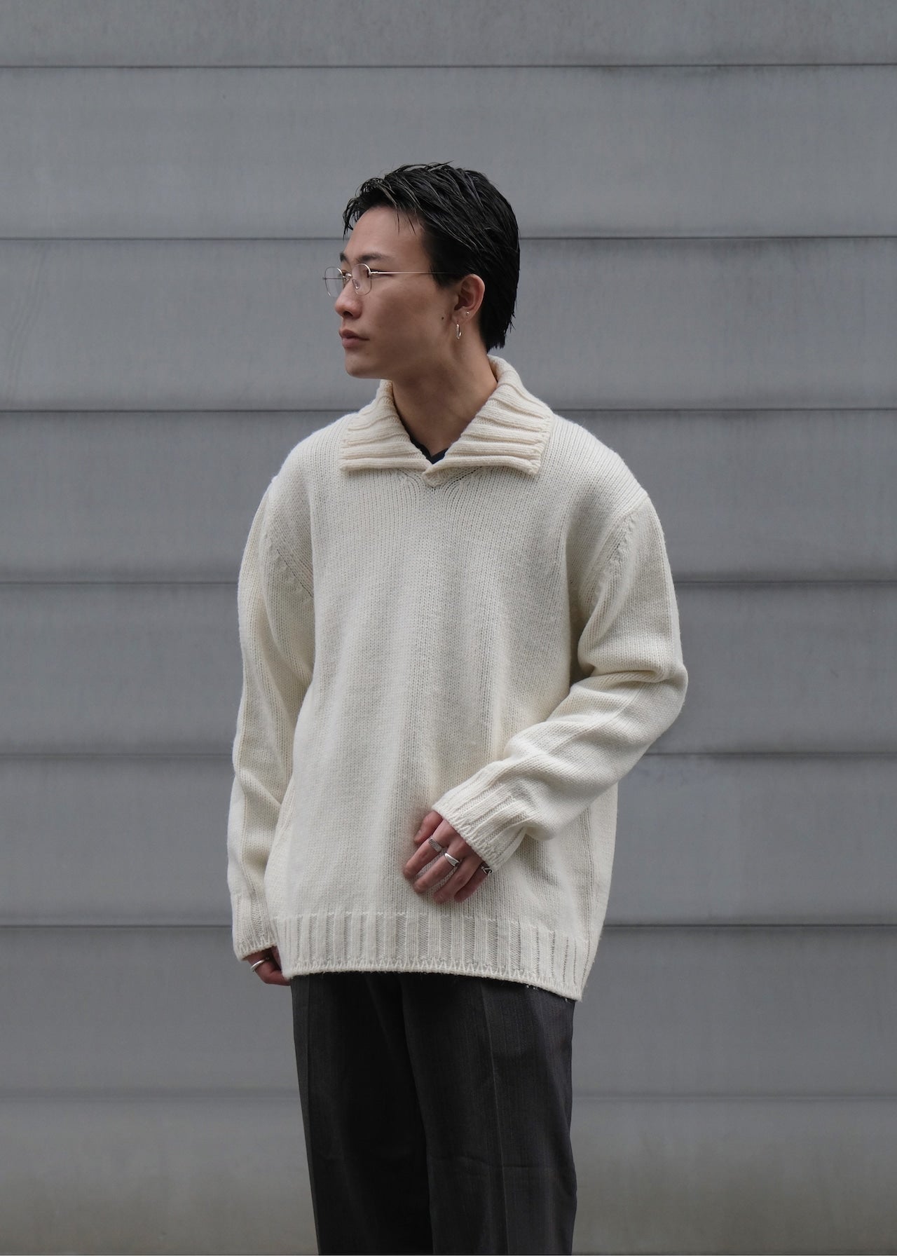 美品 サルヴァトーレフェラガモ ノーカラージャケット レザー カシミヤ