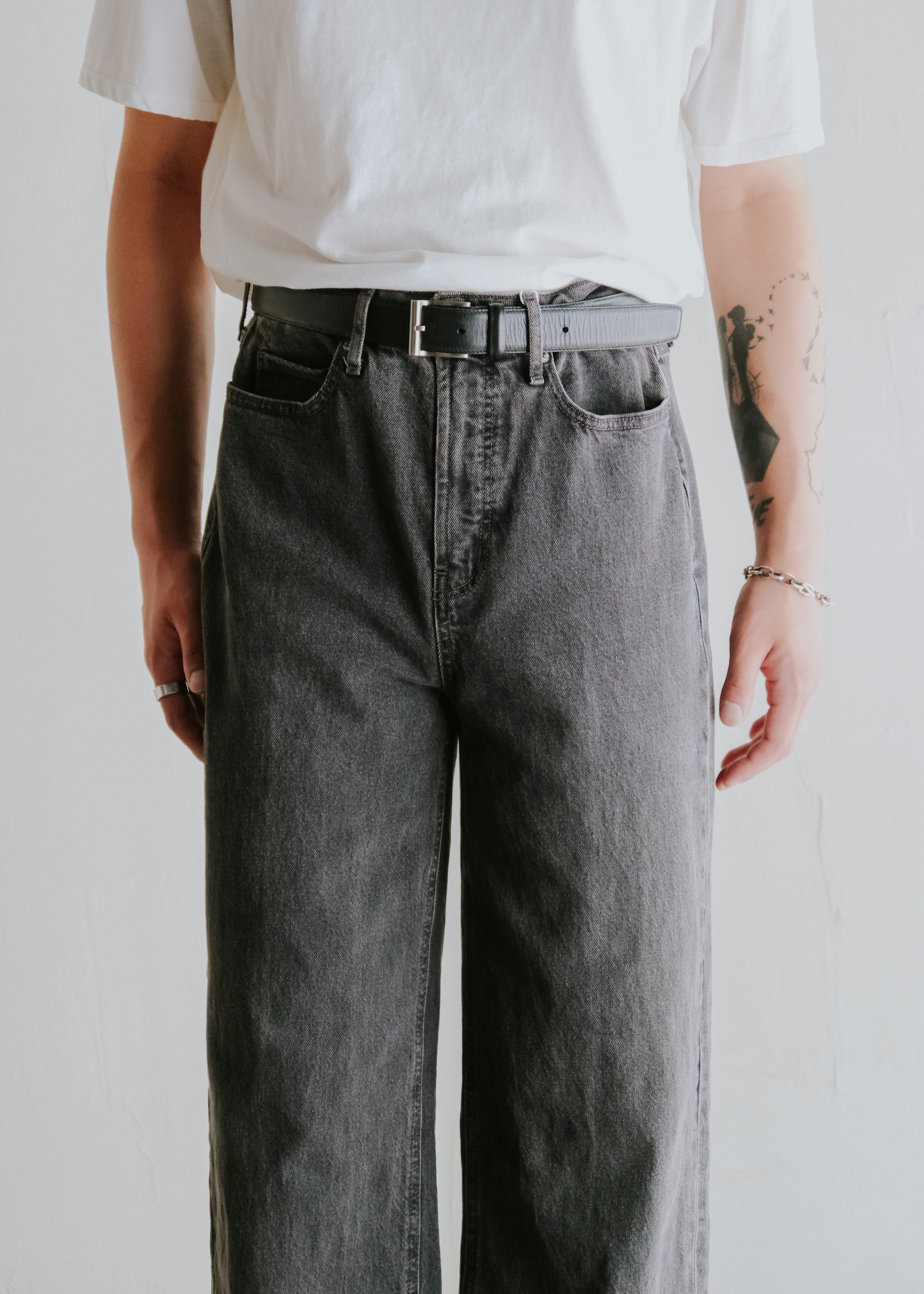 old navy wide leg denim trousers