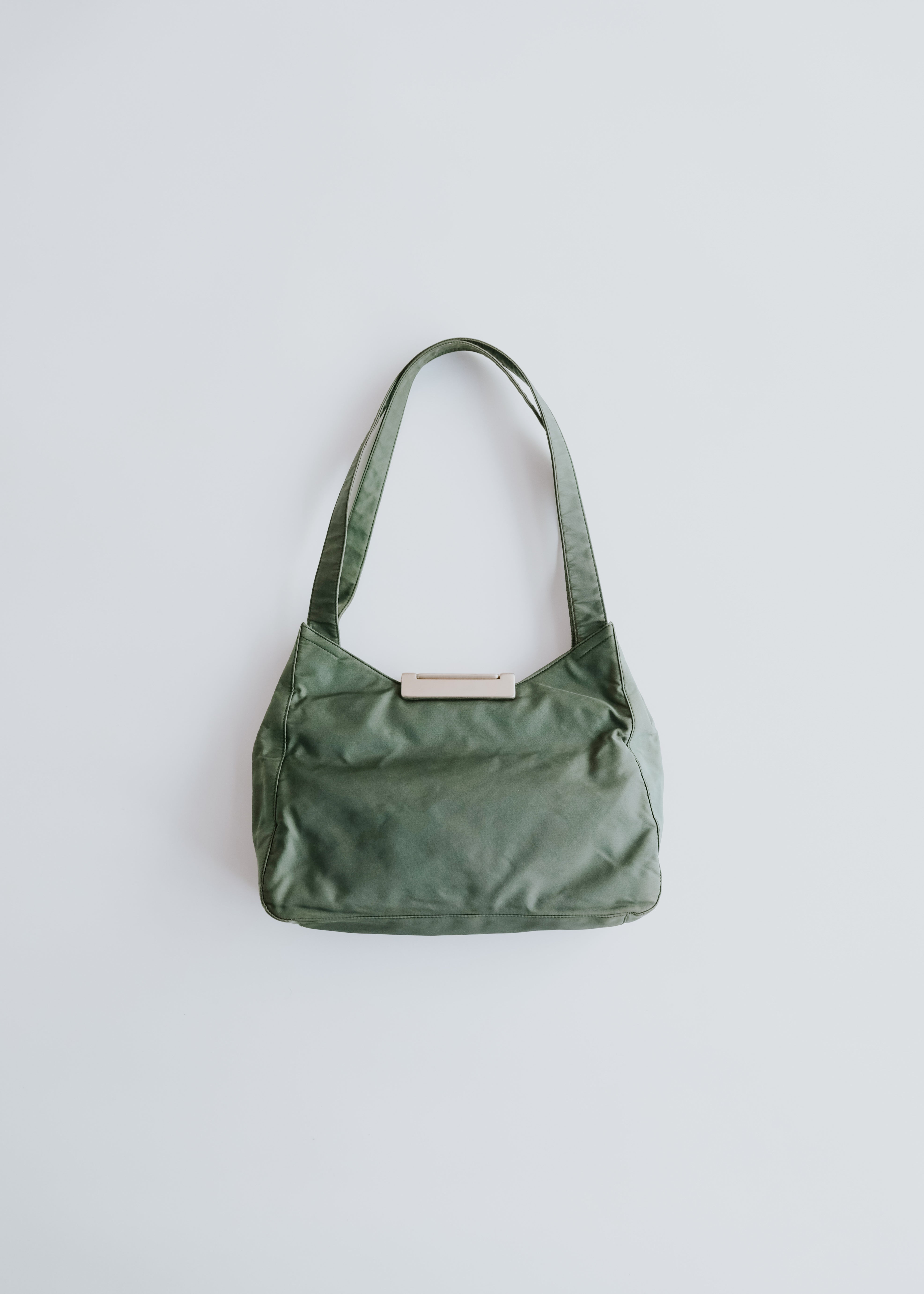 PRADA 97AW metal clasp nylon hand bag