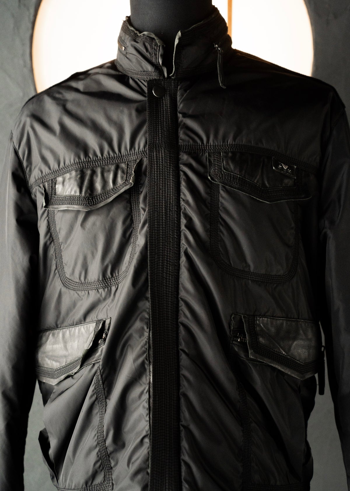 00’s EMPORIO ARMANI double zip up multi pocket nylon jacket