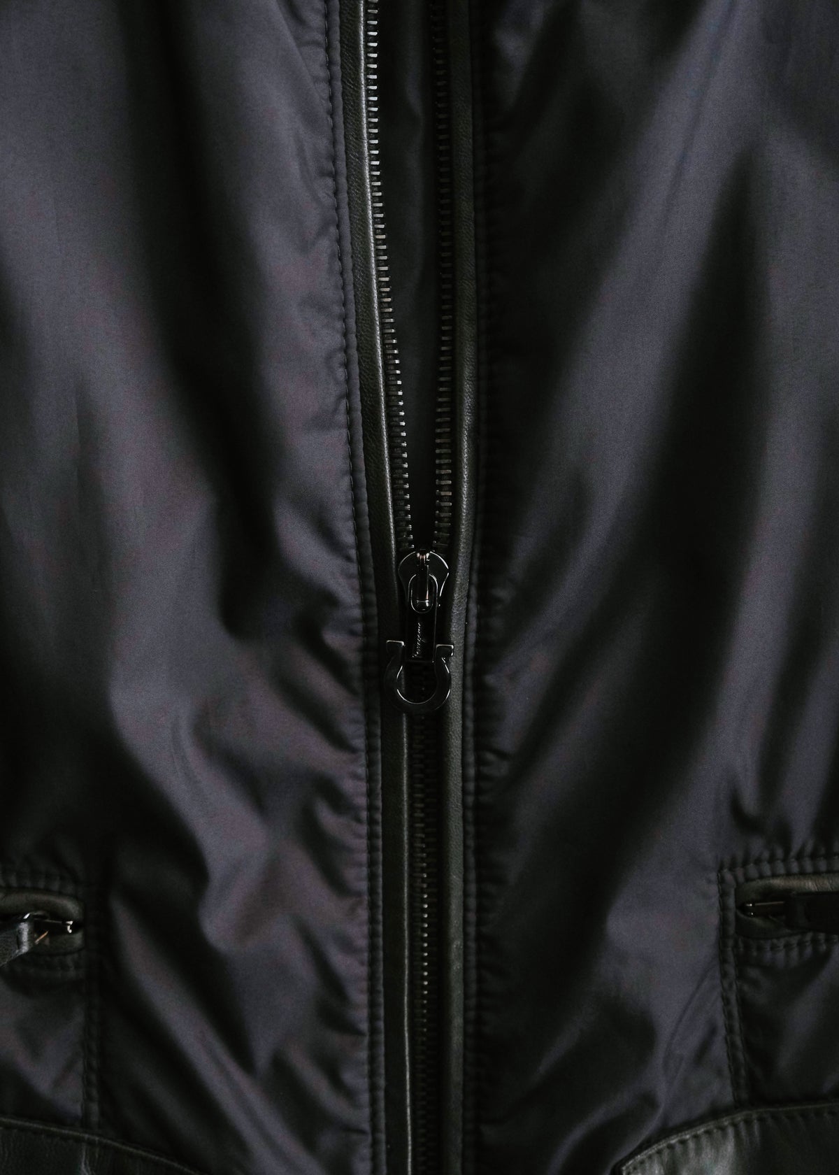 90-00's Salvatore Ferragamo leather patchworks padded blouson