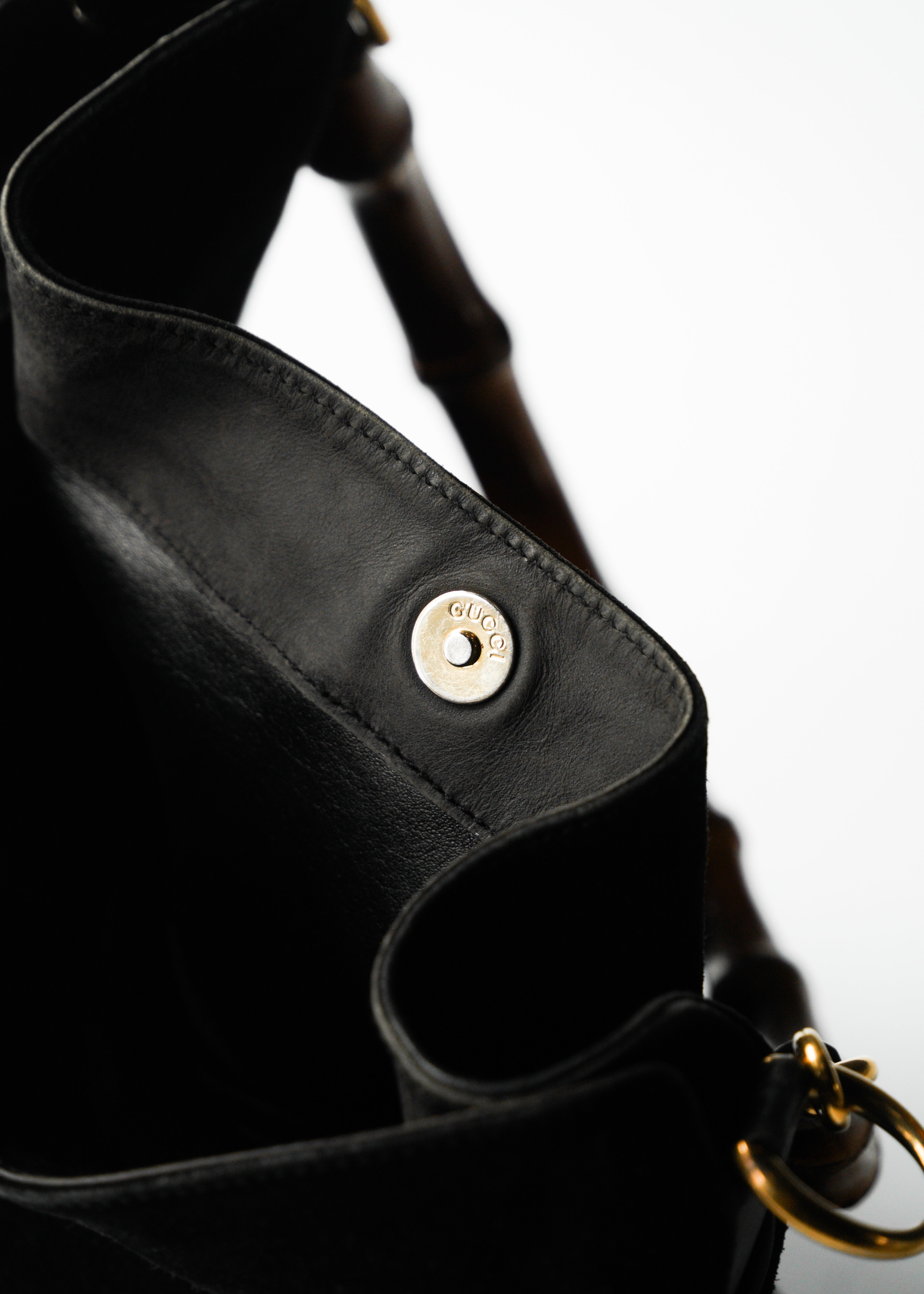 90-00's GUCCI bamboo suede leather 2way shoulder bag