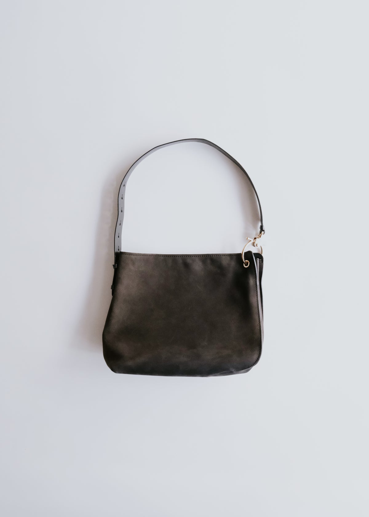 00's Salvatore Ferragamo nubuck leather shoulder bag with Gancini strap