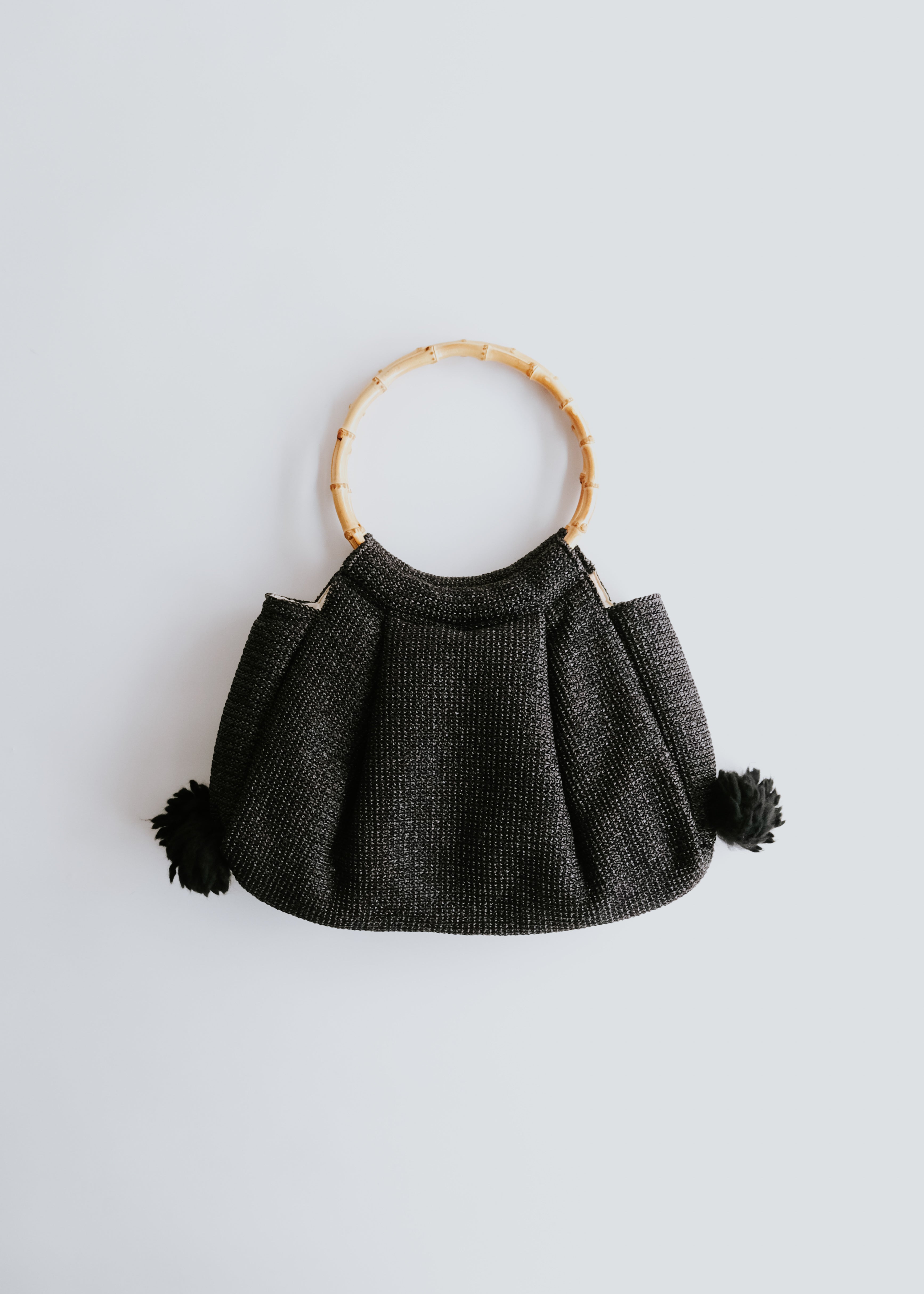 tricot COMME des GARÇONS nylon quilting hand bag with circle bamboo ha