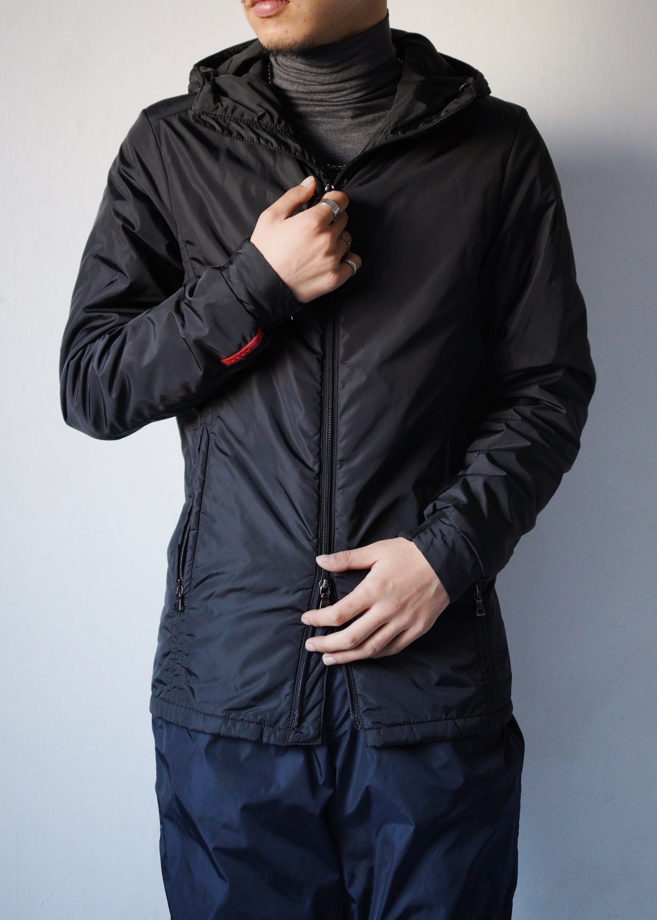 00‘s PRADA SPORT hooded nylon double zip jacket