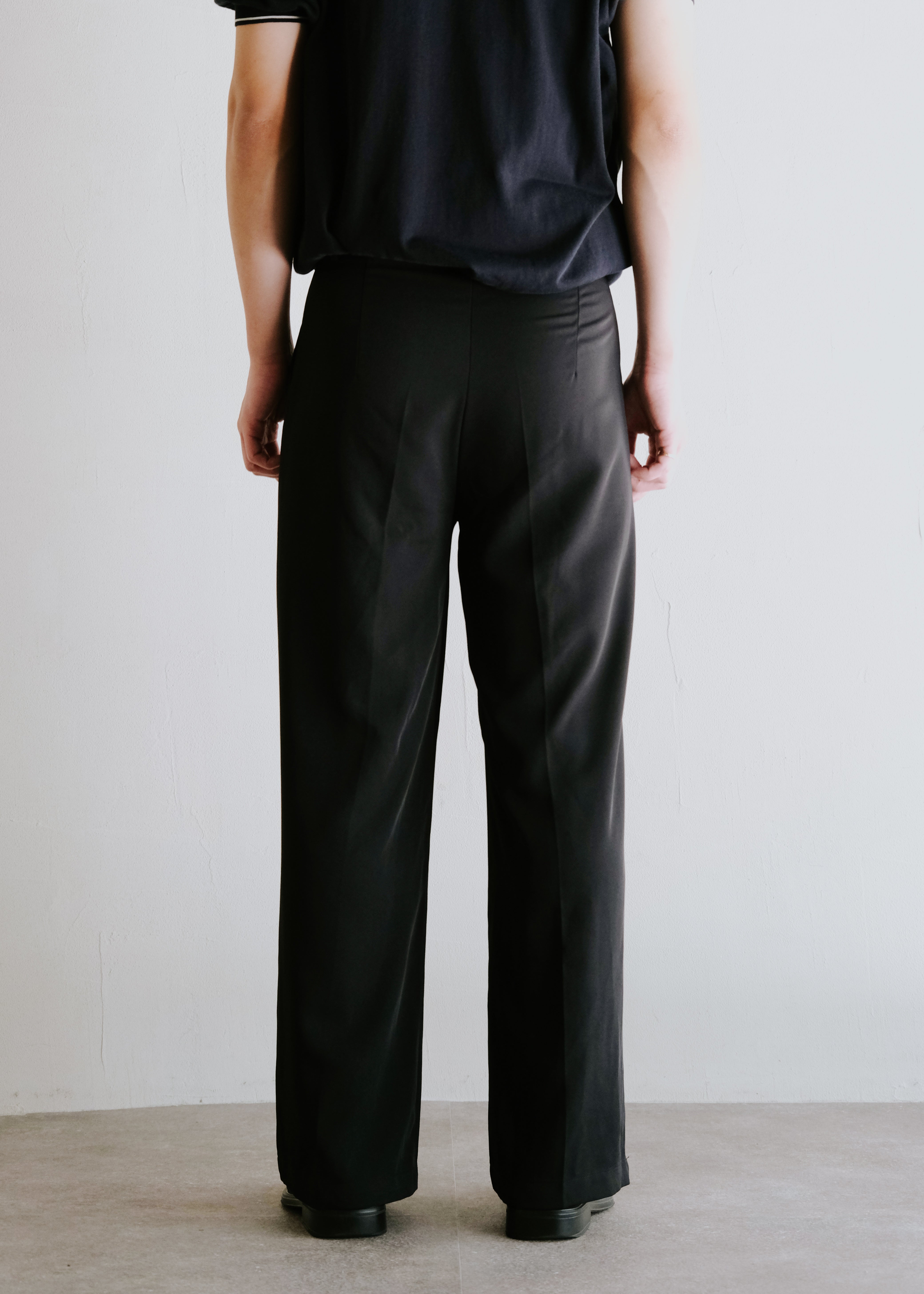 two tucked center crease wide straight slacks