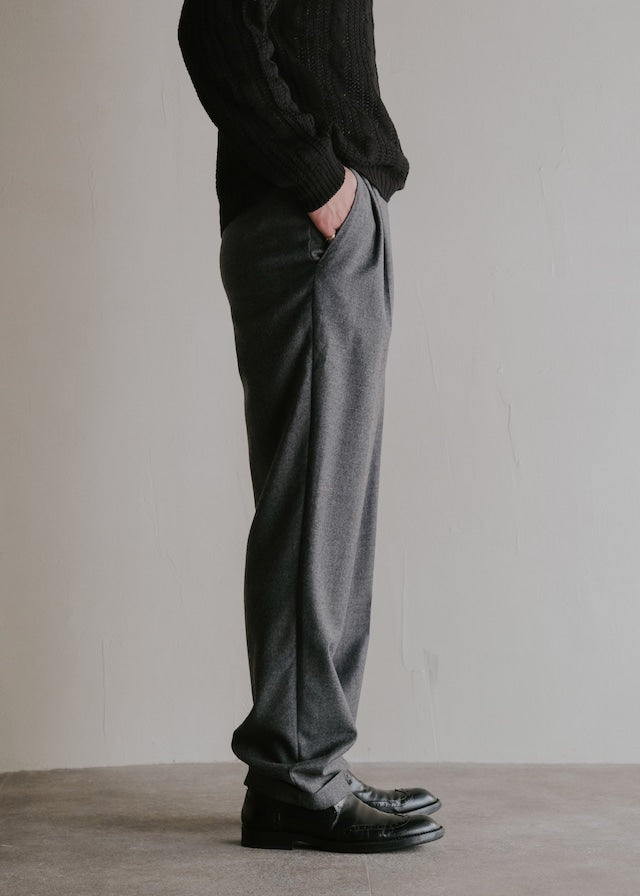 80's tucked wool wide tapered slacks