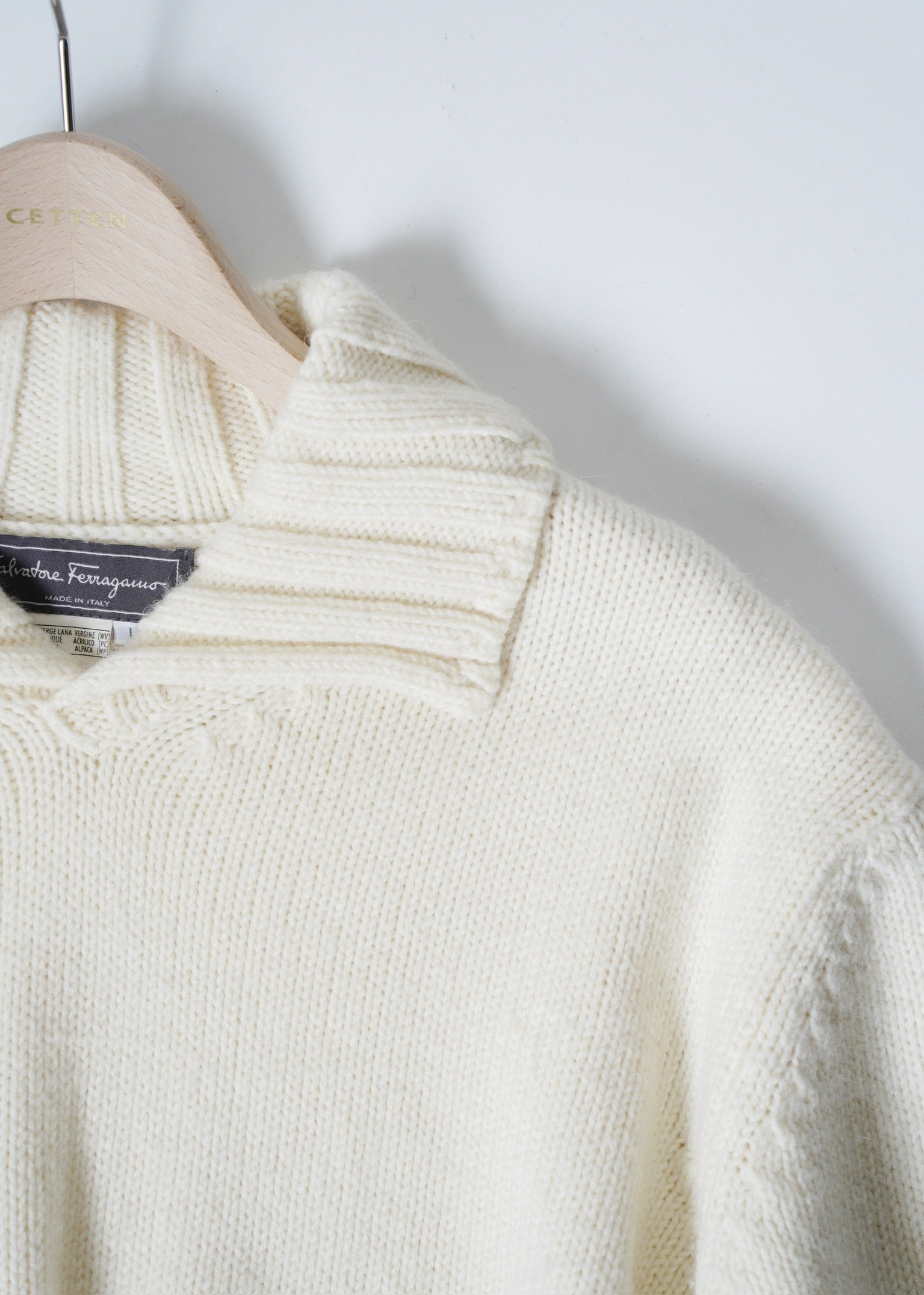 90's Salvatore Ferragamo open collar loose knit