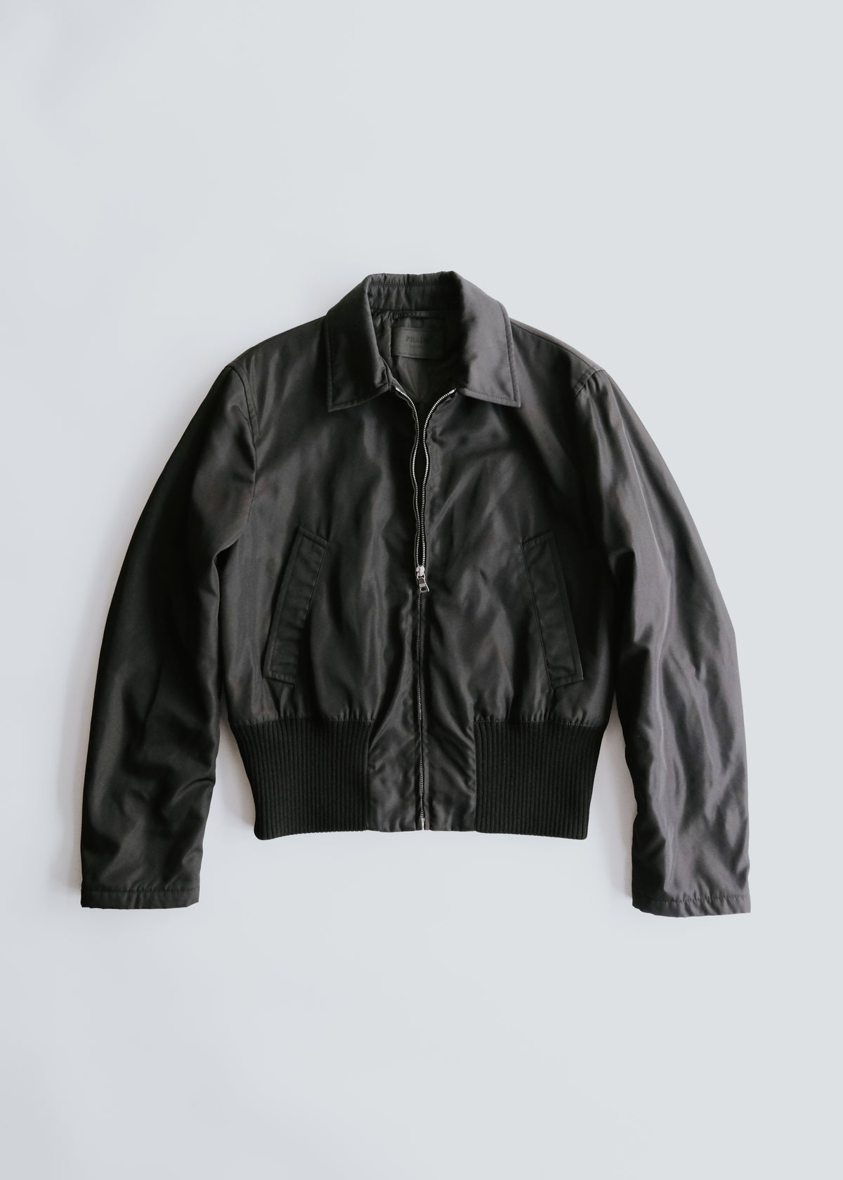 PRADA 13AW wide ribb nylon bomber jacket