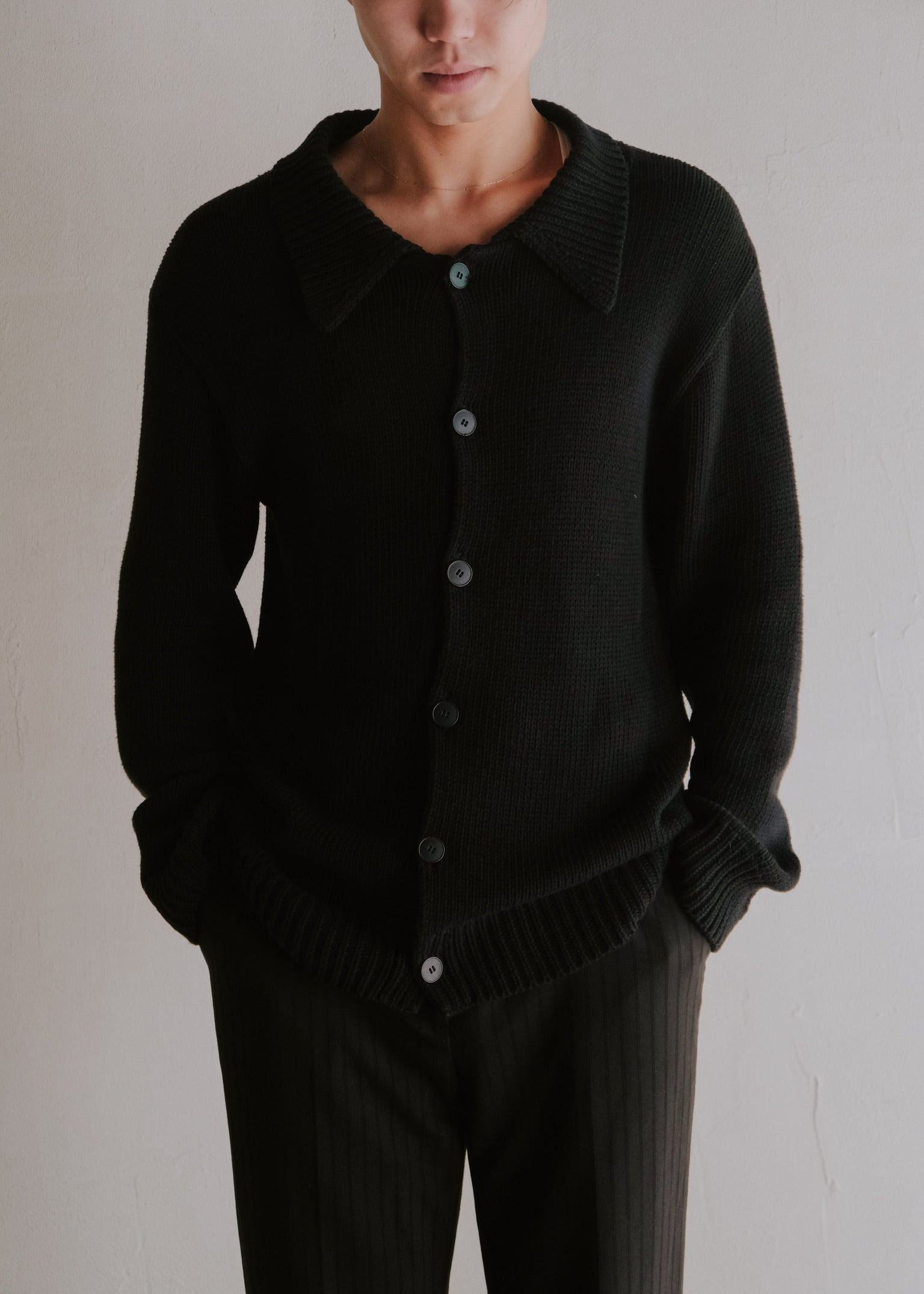 90's agnes b. homme cotton collared cardigan