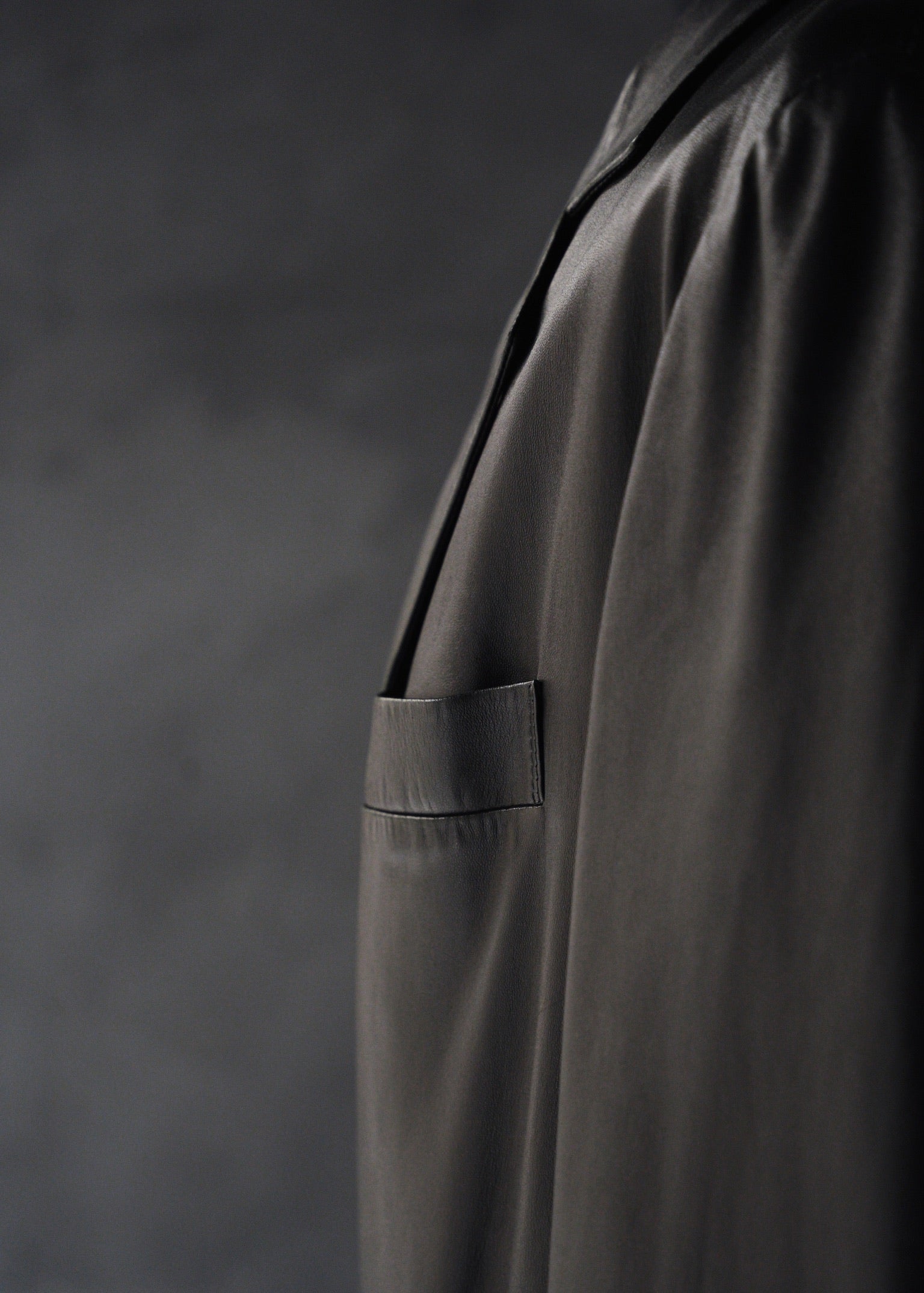 HELMUT LANG fly front leather chesterfield coat