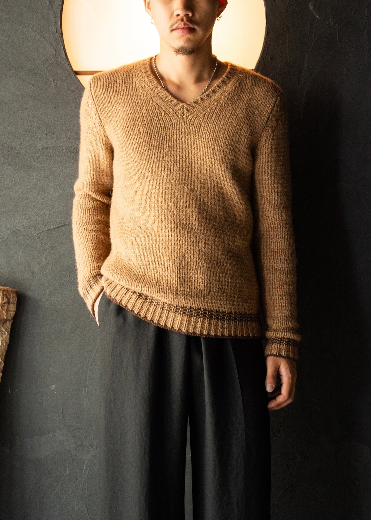 PRADA 2015SS contrast trim v-neck knit