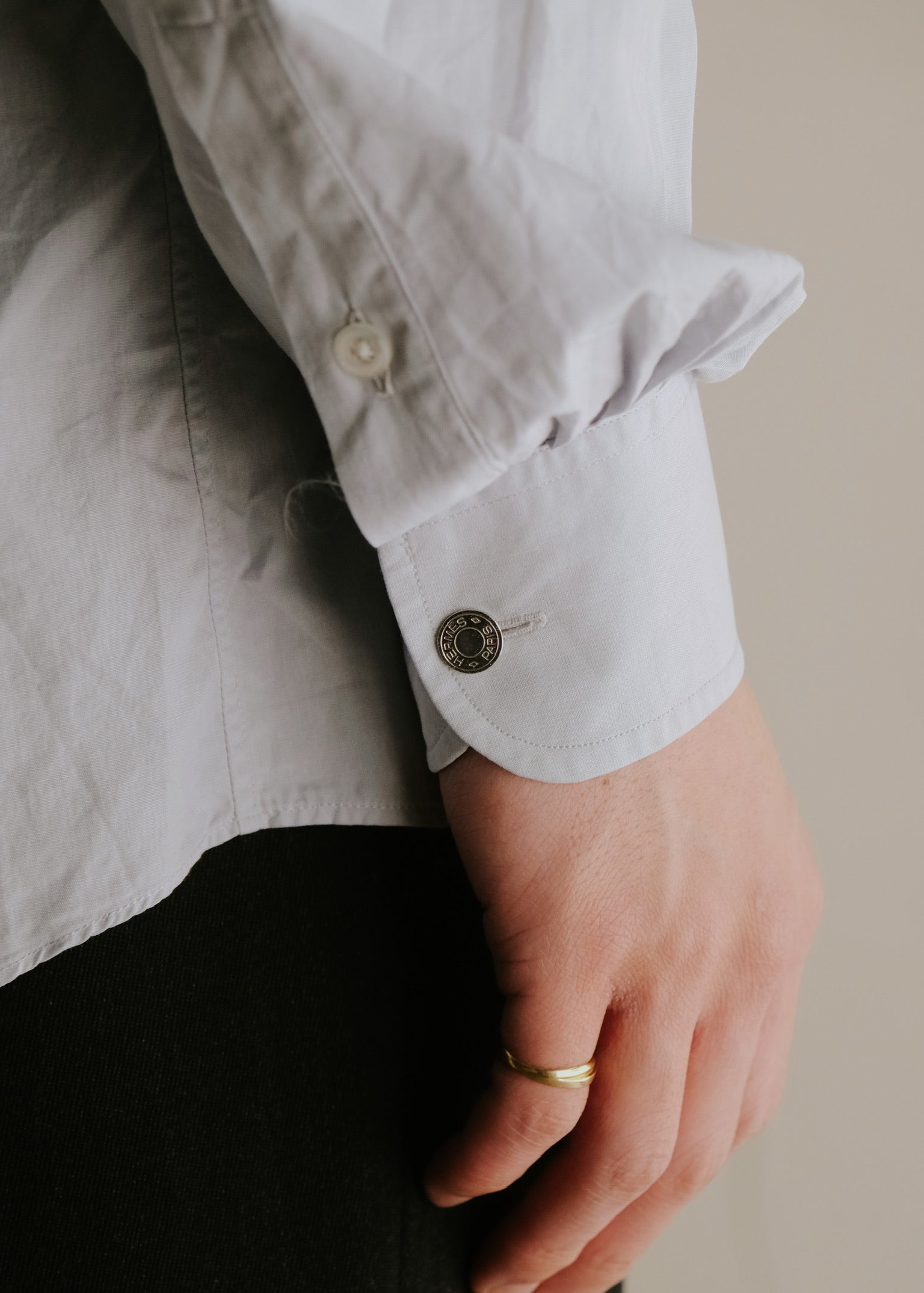 90's HERMÈS round cut hem regular collar shirt