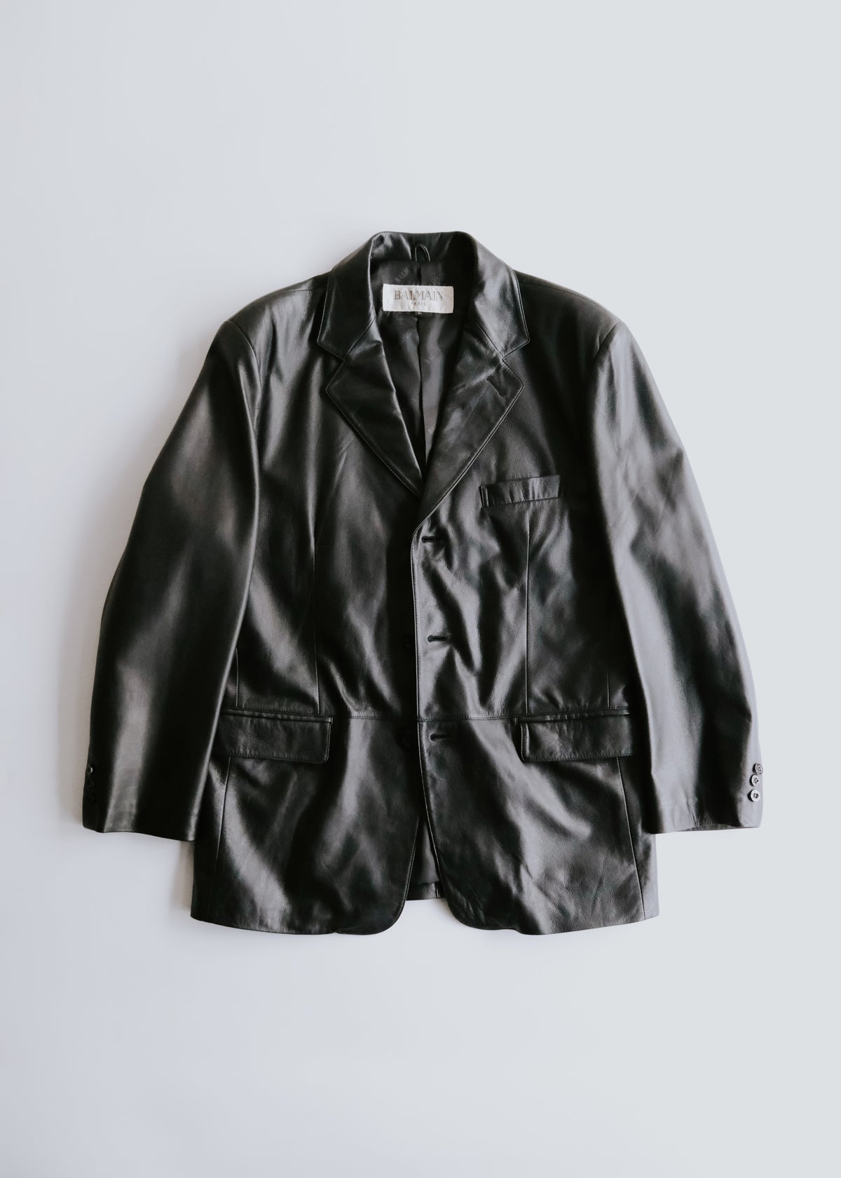 BALMAIN PARIS lamb leather 3B tailored jacket