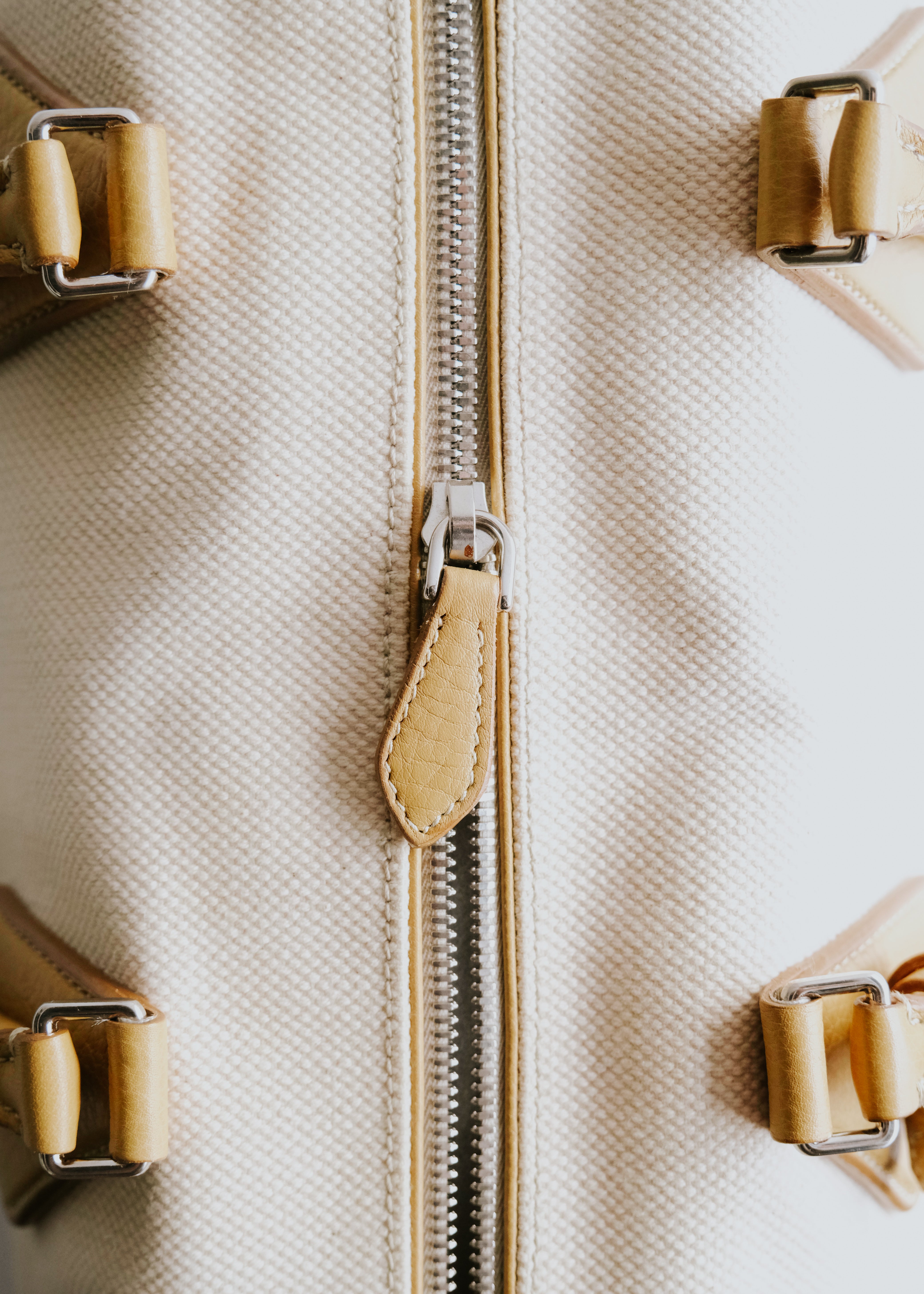 00's JIL SANDER grained calf leather canvas boston bag