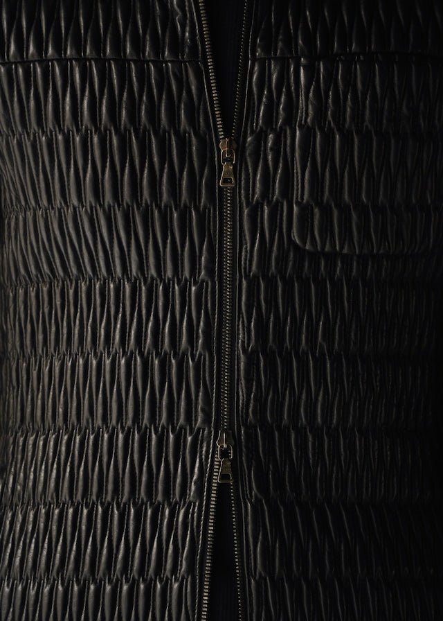 PRADA 06AW double zip pleats leather jacket