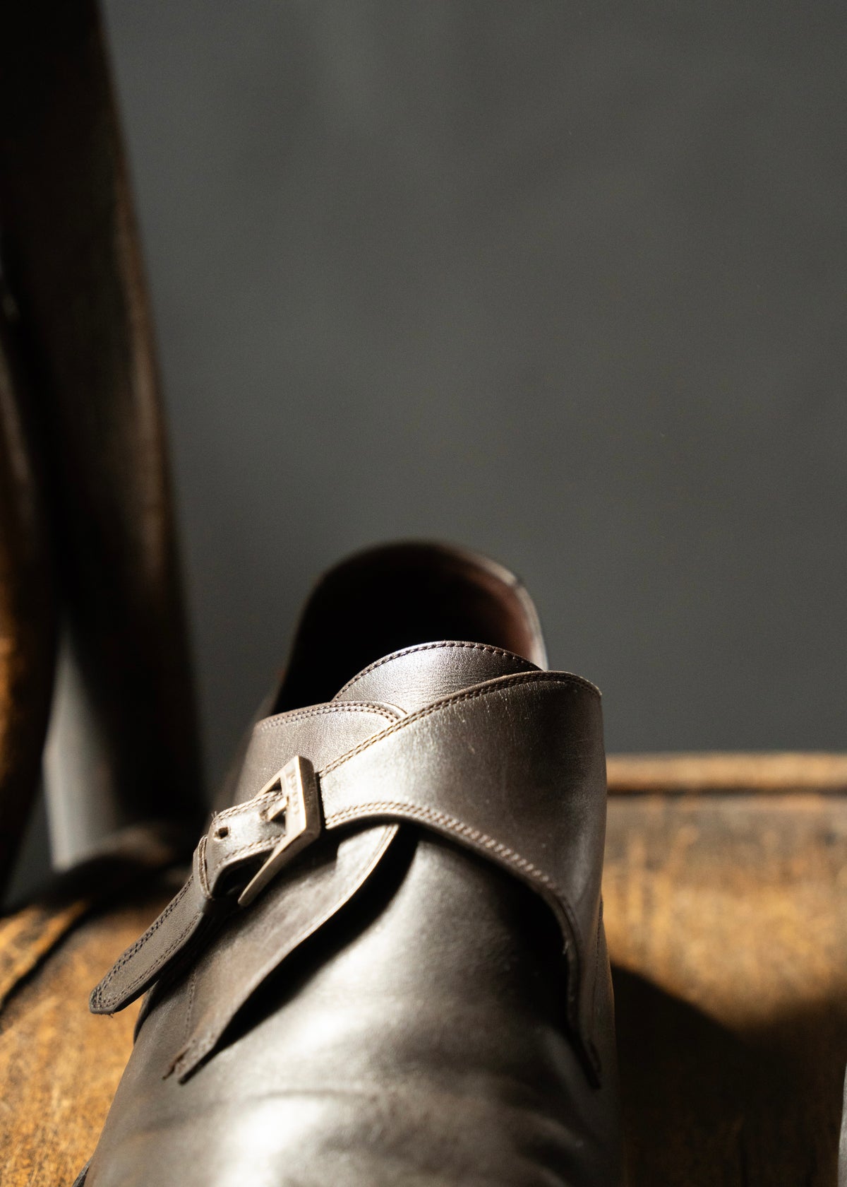 90’s GUCCI single monk square toe boot