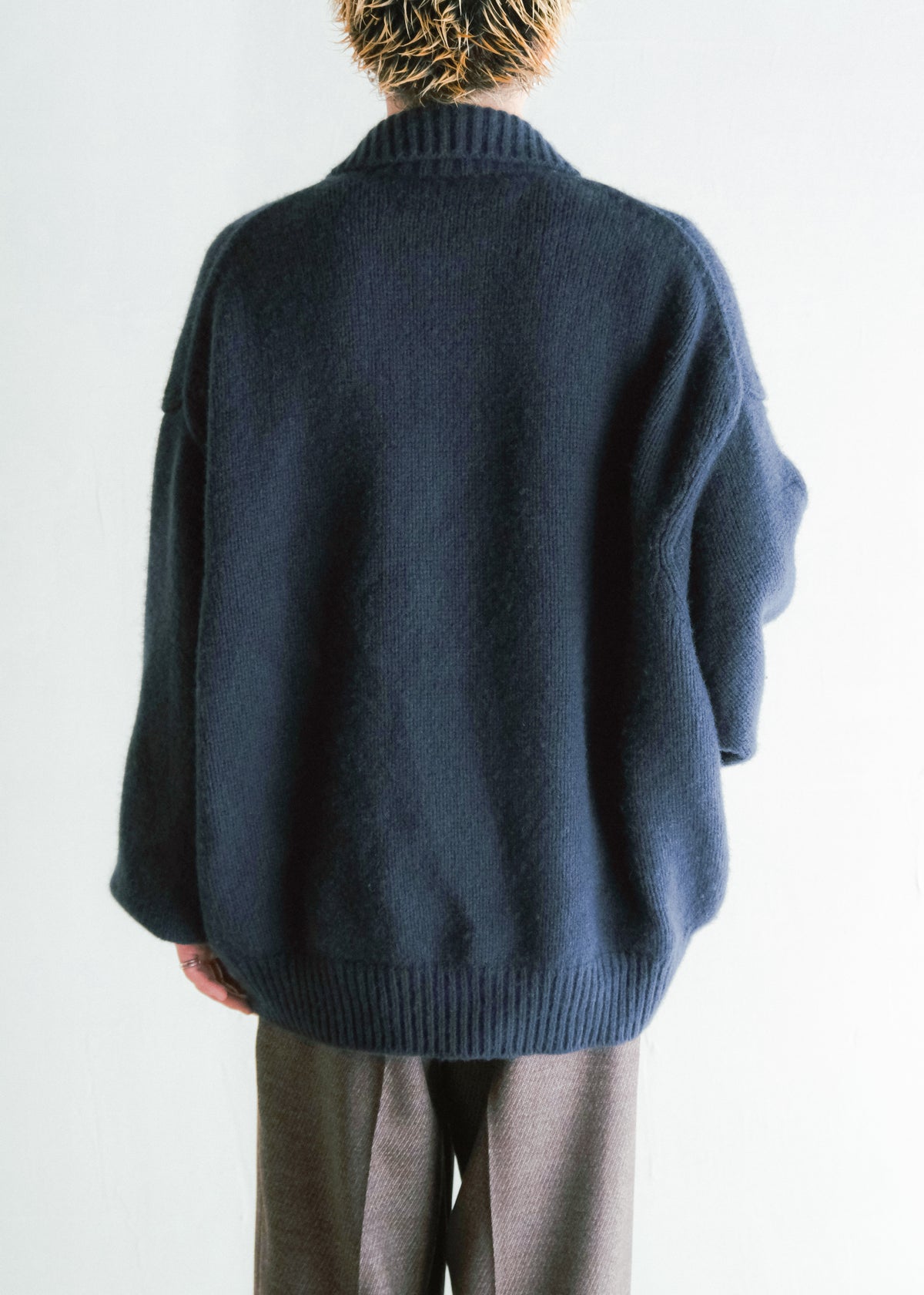 nonnotte 26AW Draping Knit Cardigan Jacket Low Count Wool Knit