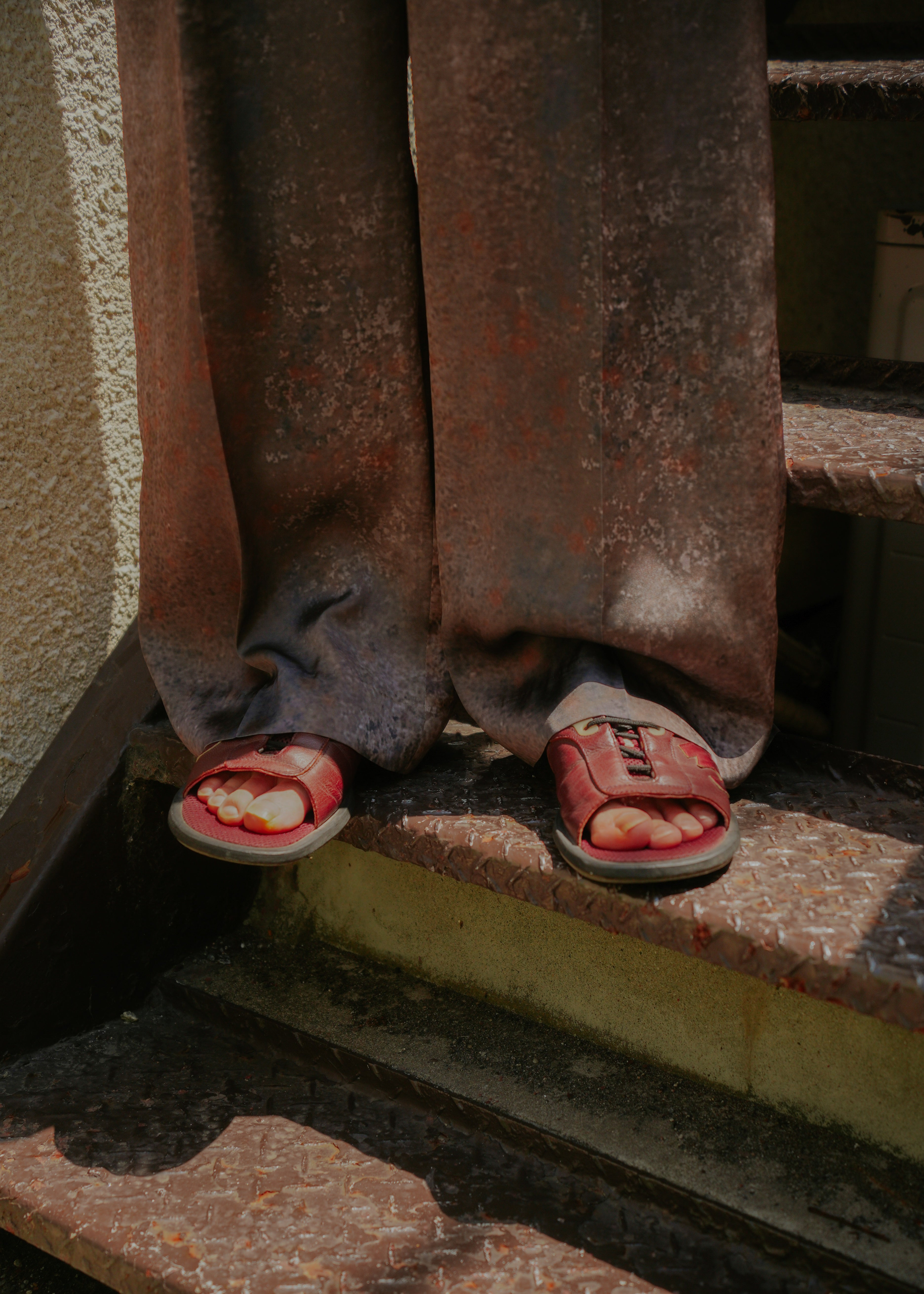 90's MIU MIU leather & mesh combination sandals