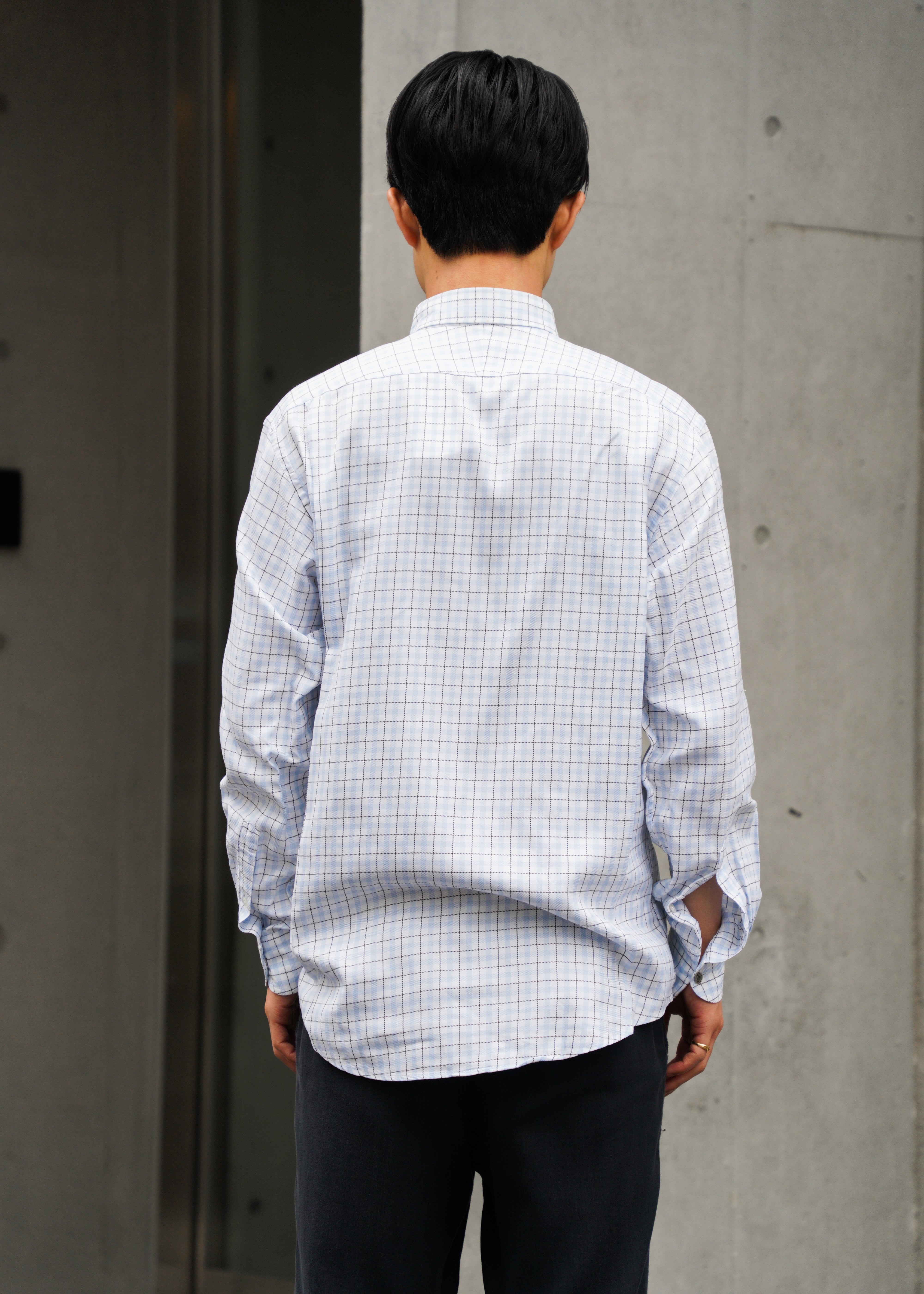 80-90's HERMÈS windowpane check button down shirt