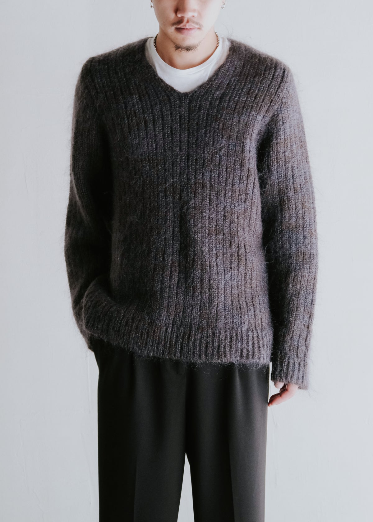 90's A.P.C. mohair low gauge v neck knit