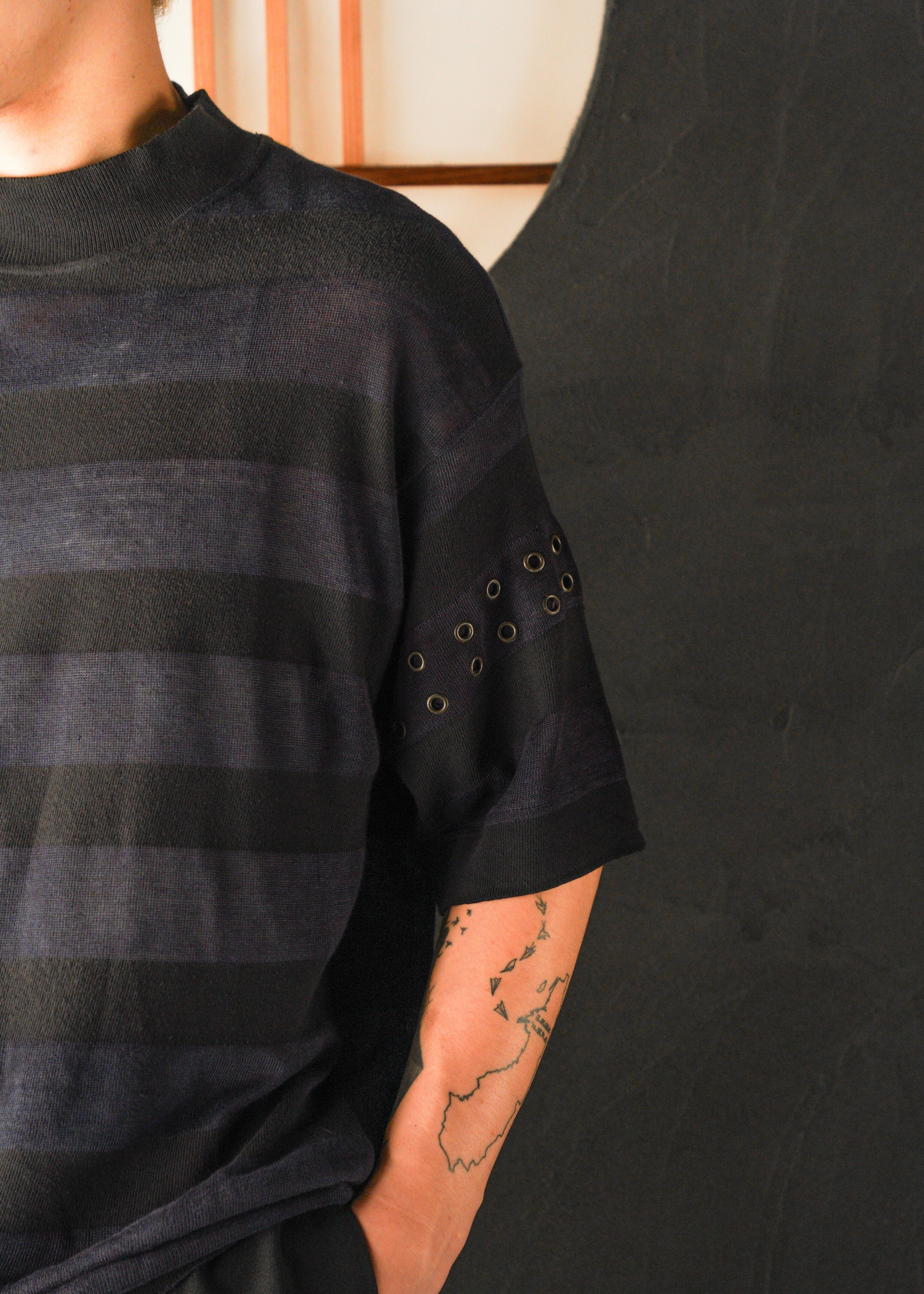 GIAN FRANCO FERRE loose fit border linen T-shirt