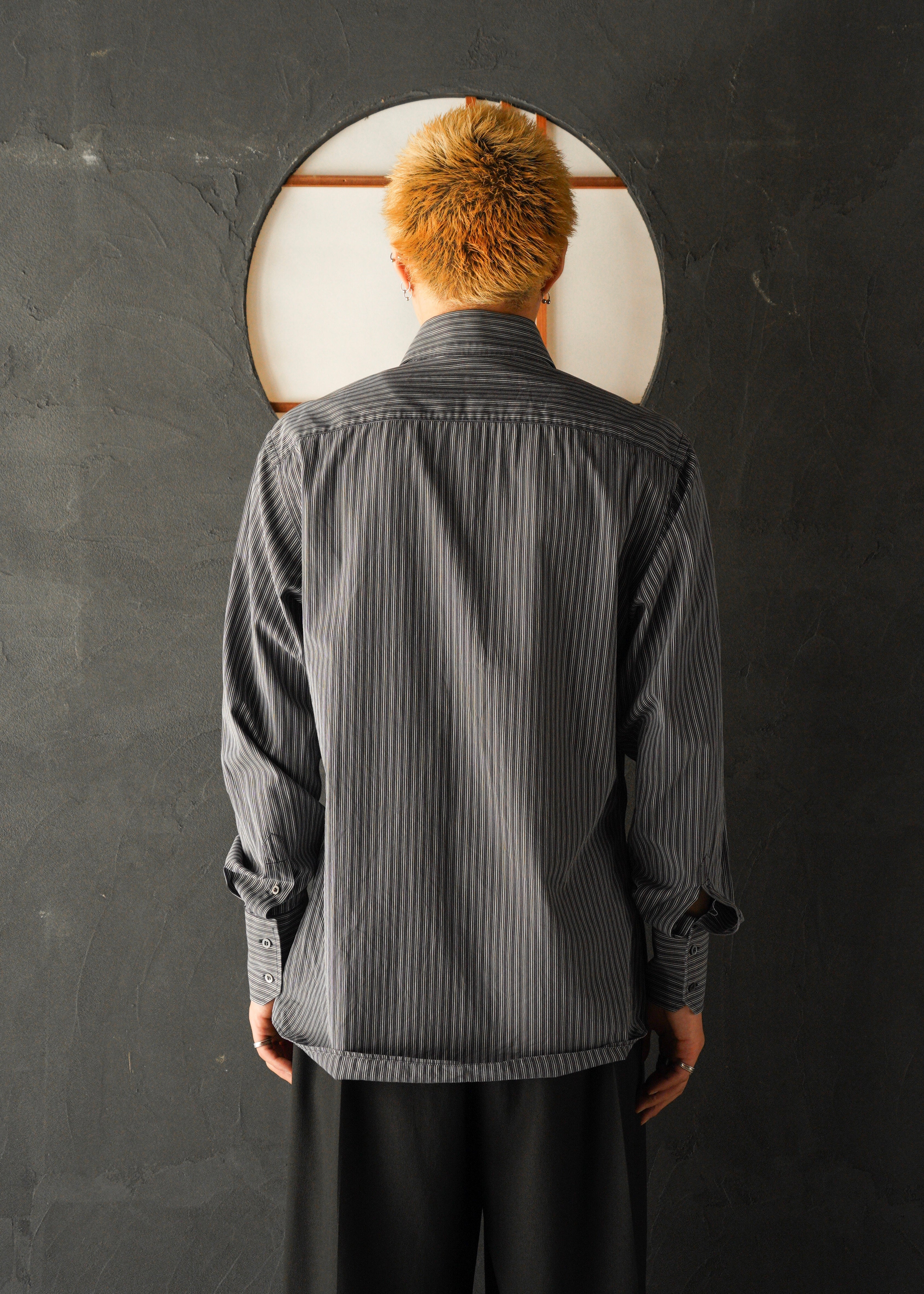 90-00’s GUCCI wide collar cotton stripe shirt