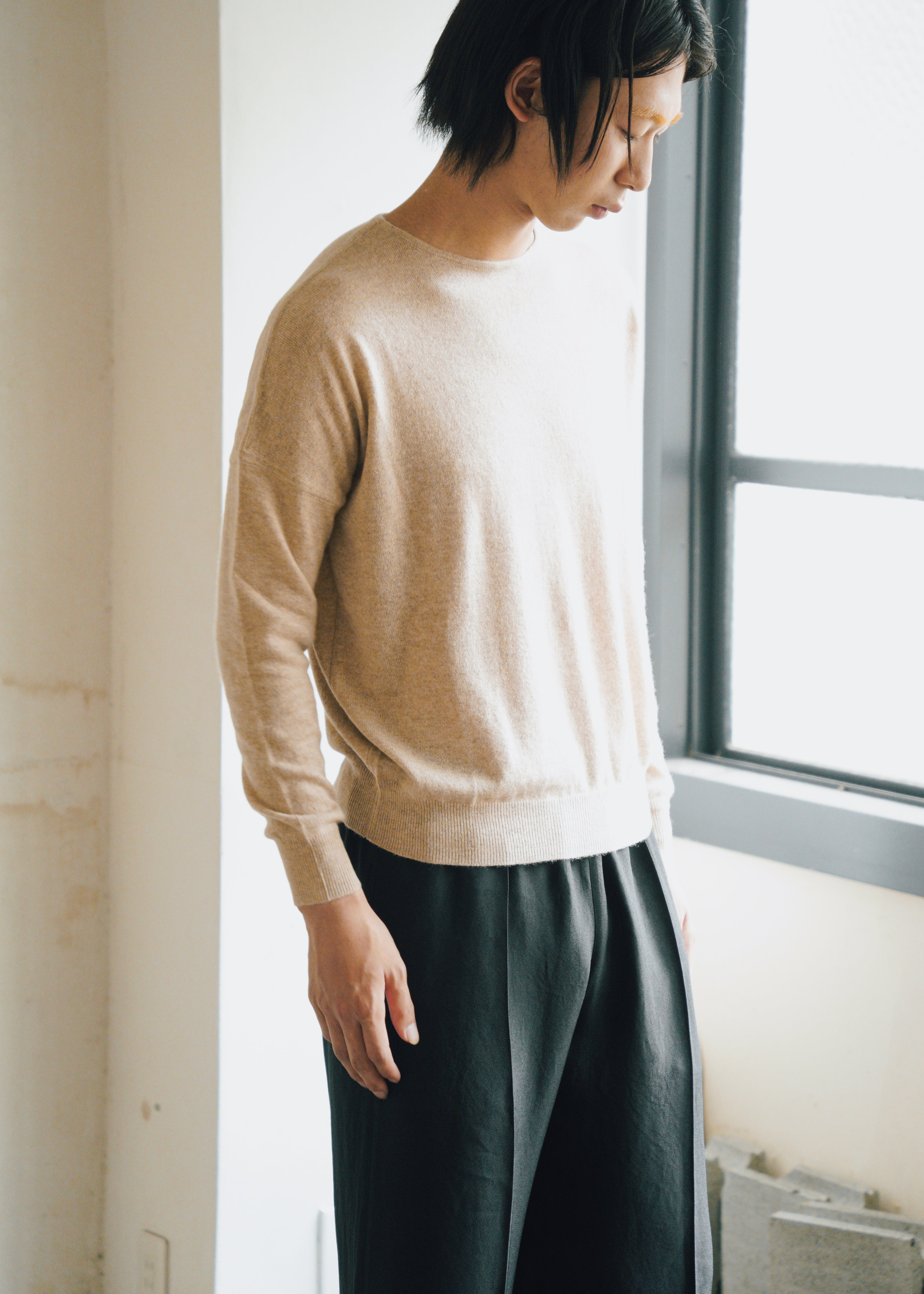 JEANPAULKNOTT ジャンポールノット 26AW カシミヤ 100% Cashmere ROUND NECK SWETER BEIGE メンズ