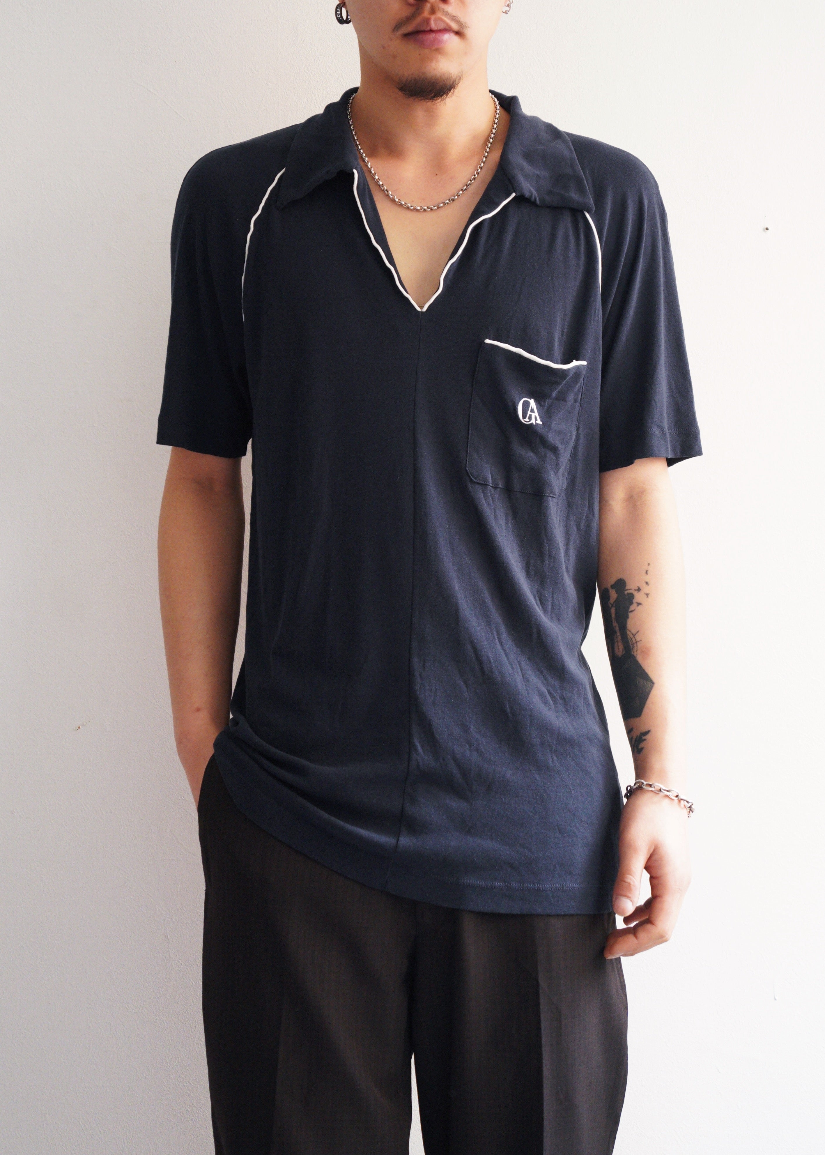90's GIORGIO ARMANI piping skipper polo shirt