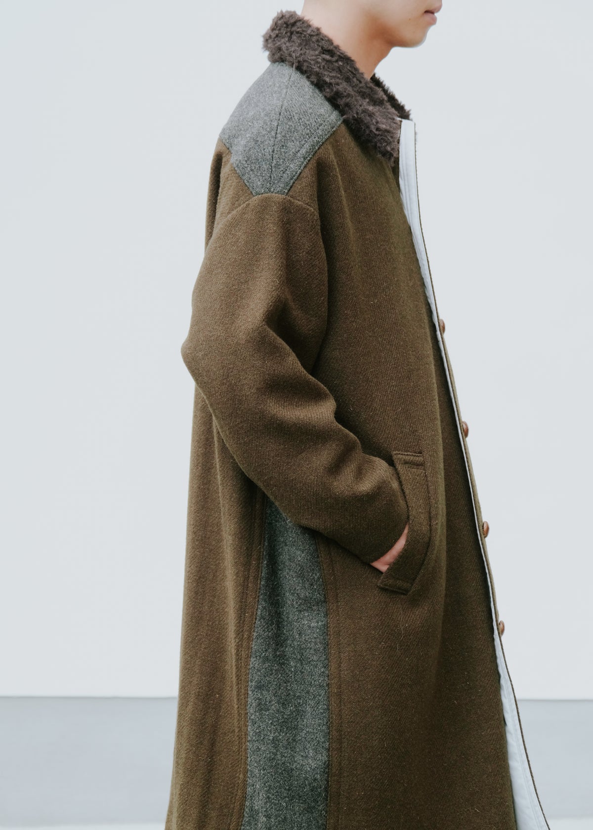 NAMACHEKO 26AW EMLEY コート SPECKLED MOSS GREEN メンズ