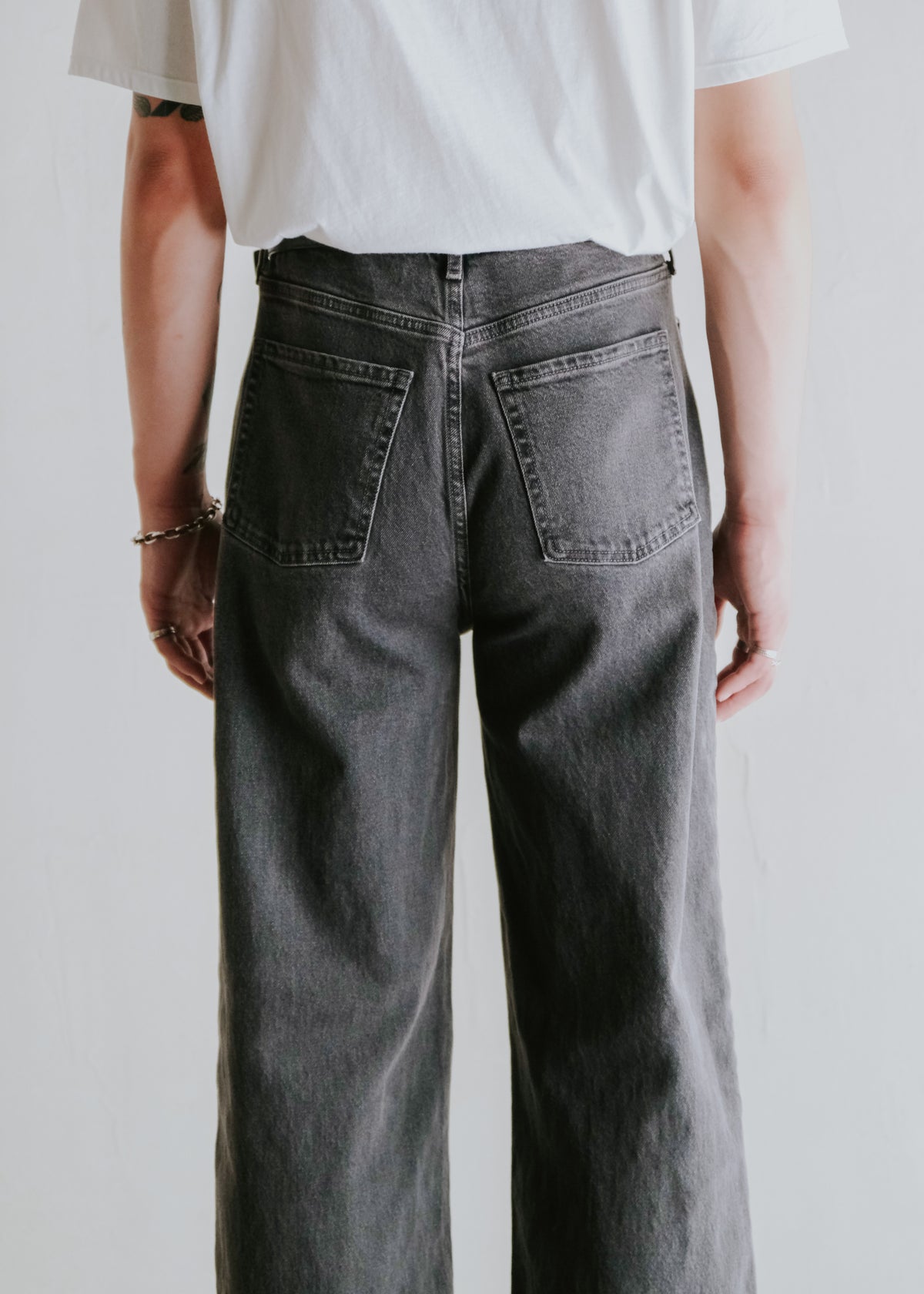 old navy wide leg denim trousers