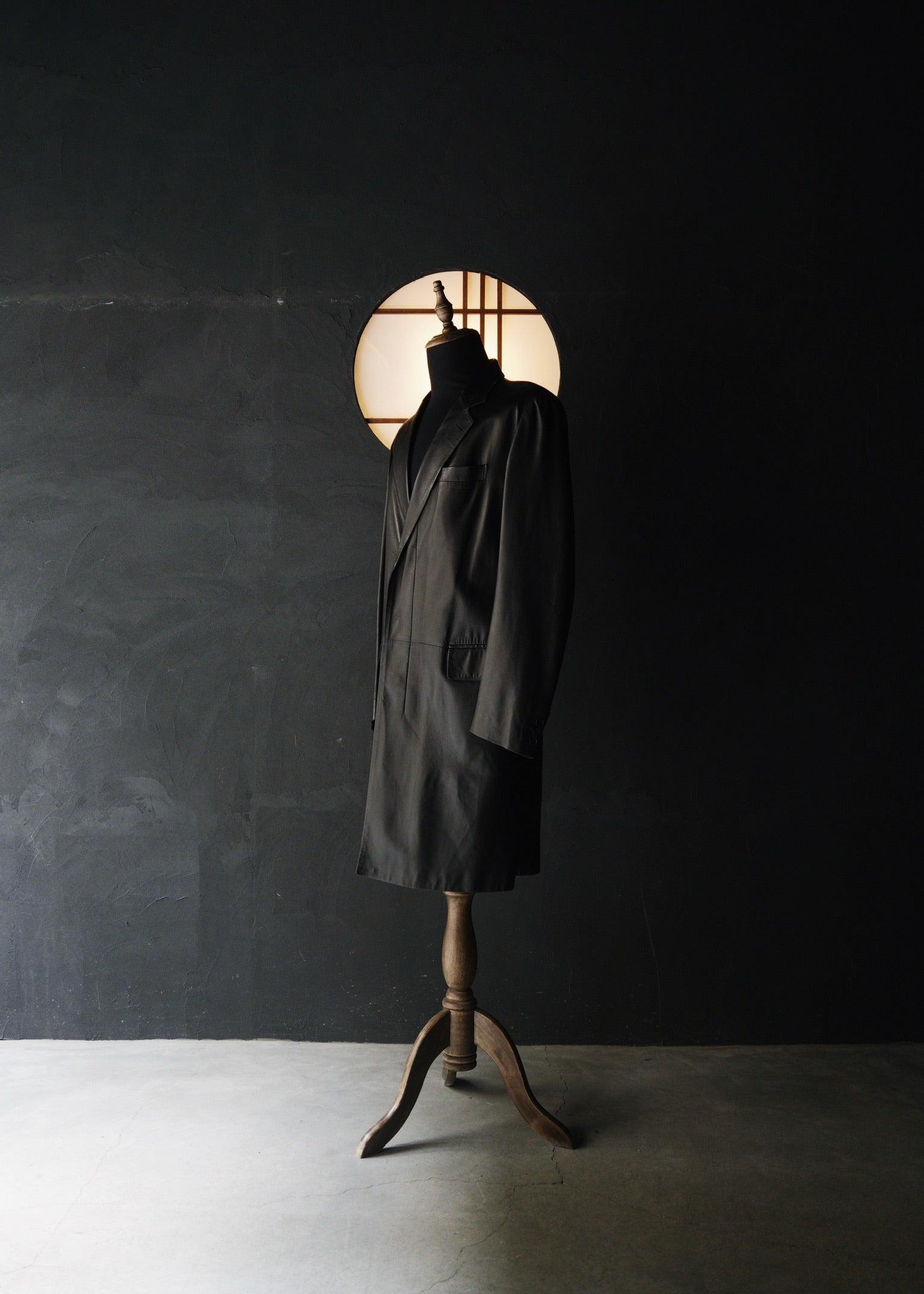 HELMUT LANG fly front leather chesterfield coat