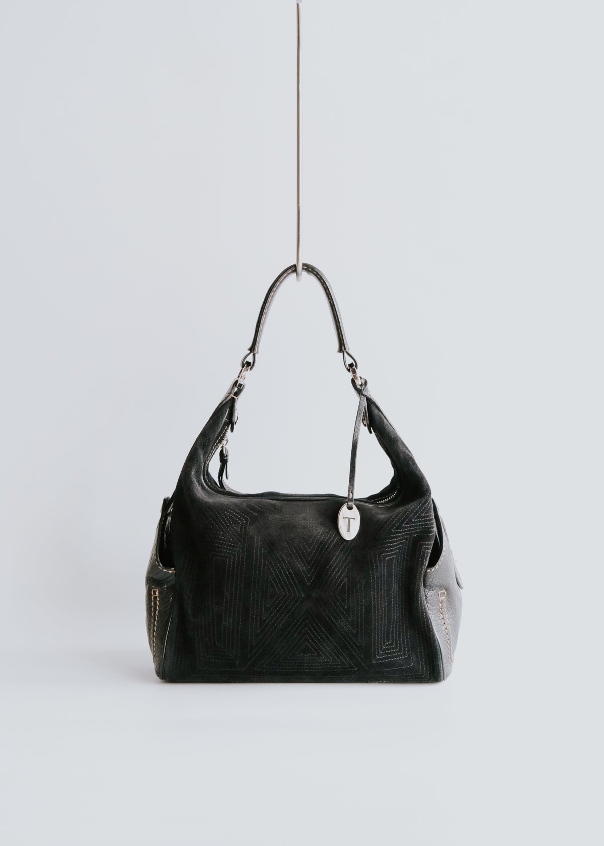 TOD'S velvet leather switching hand bag