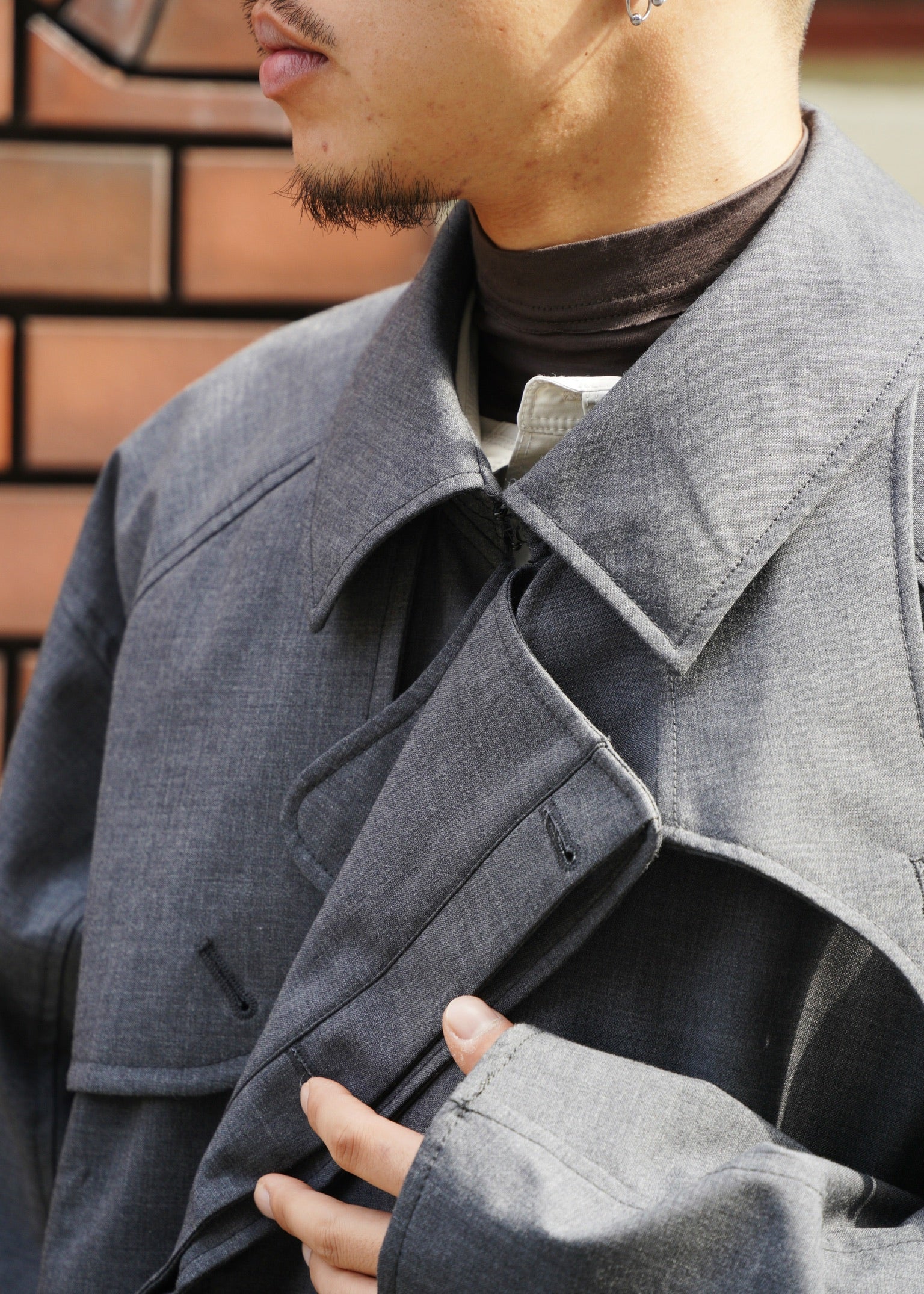 D.Nart.Ampta 25AW round cut short trench coat