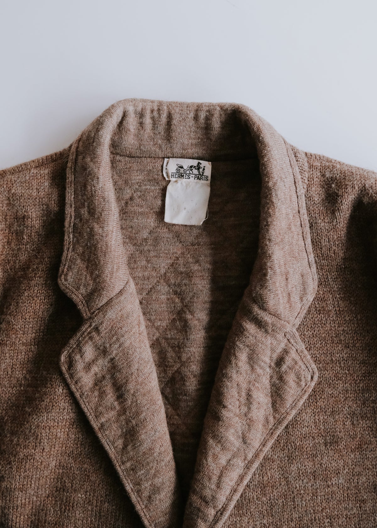 -90's HERMÈS open front quilted lapel jacket