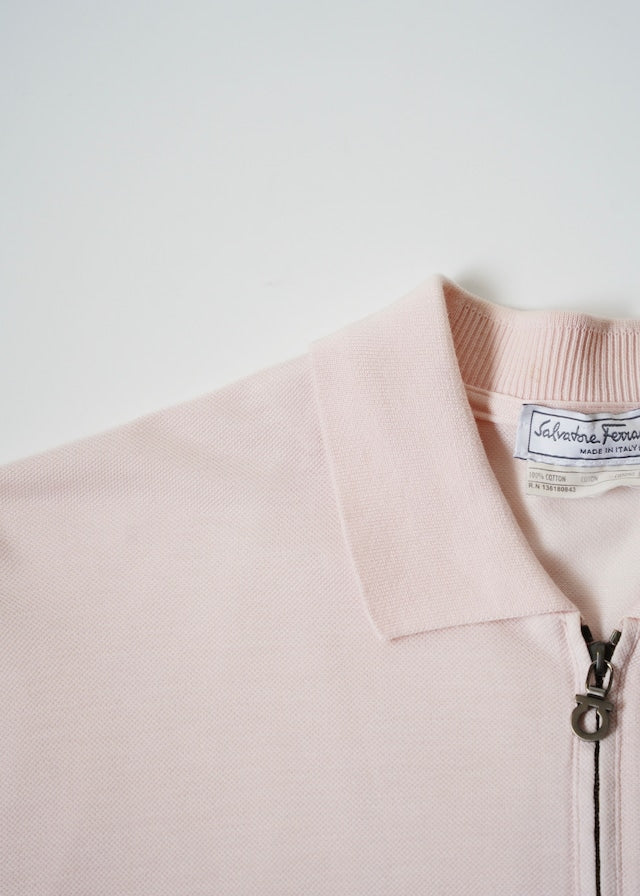 00's Salvatore Ferragamo half zip cotton knit polo
