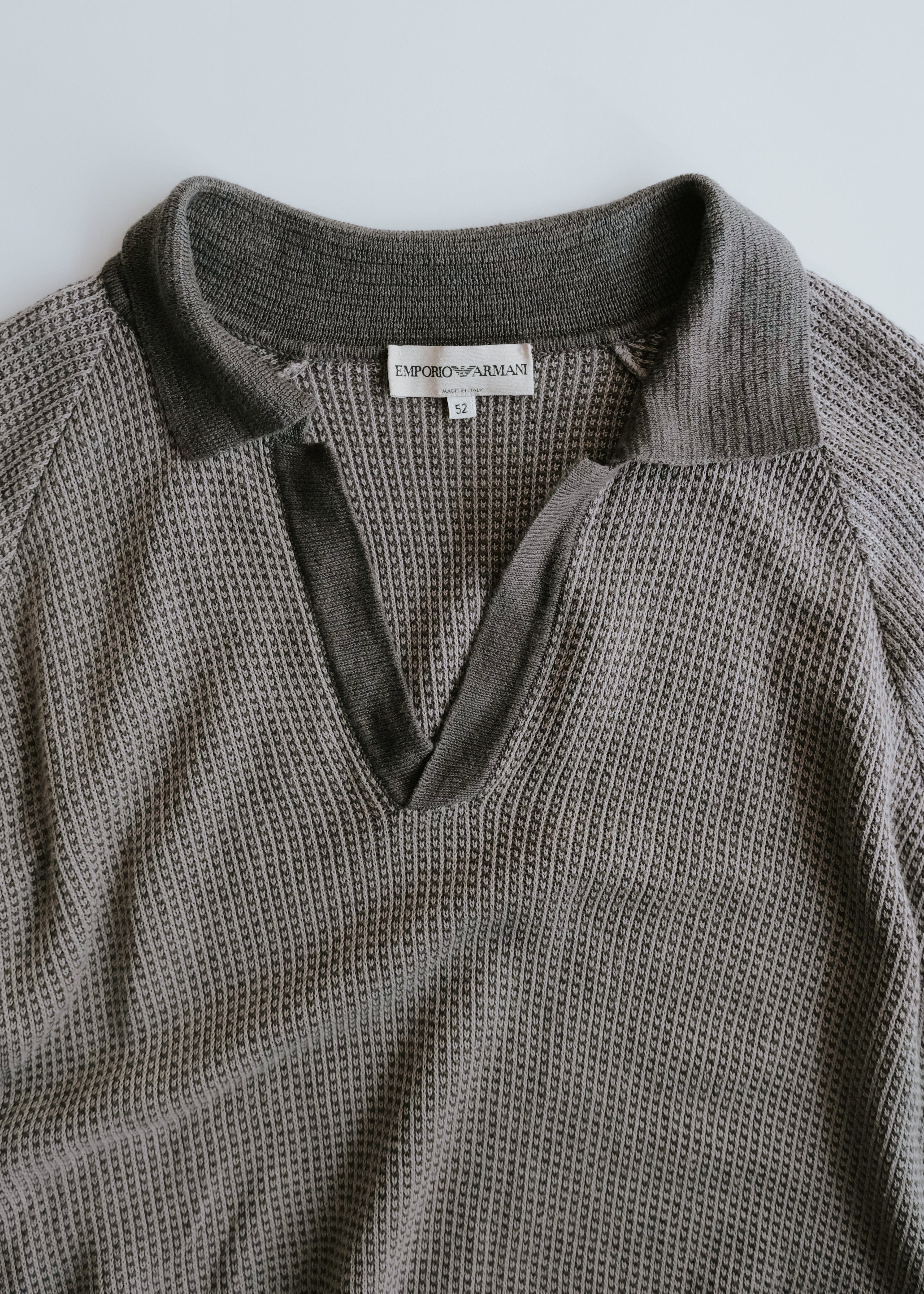 90-00's EMPORIO ARMANI micro waffle knit skipper polo