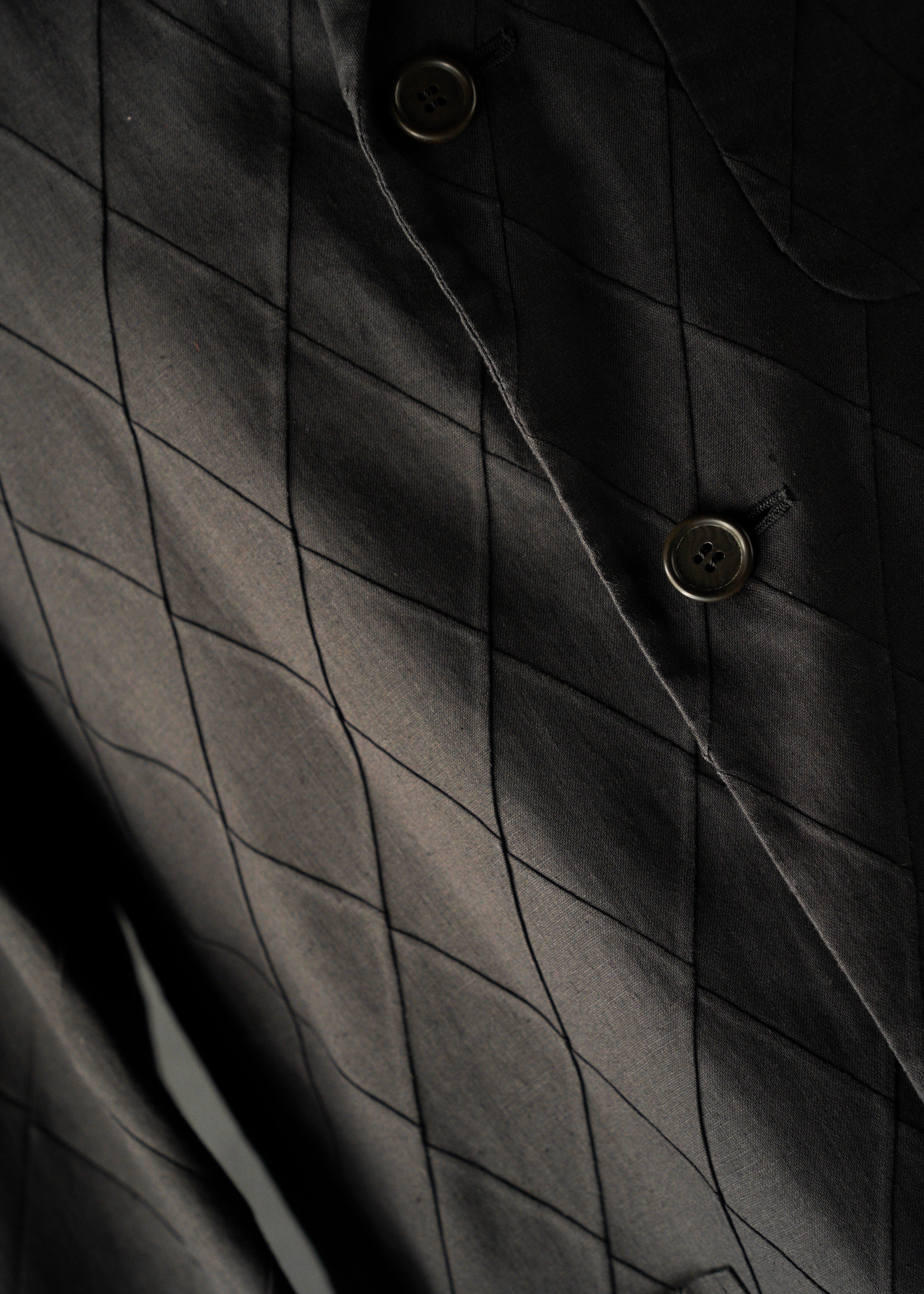 ISSEY MIYAKE MEN 02SS diamond stitch 3 b linen tailored jacket