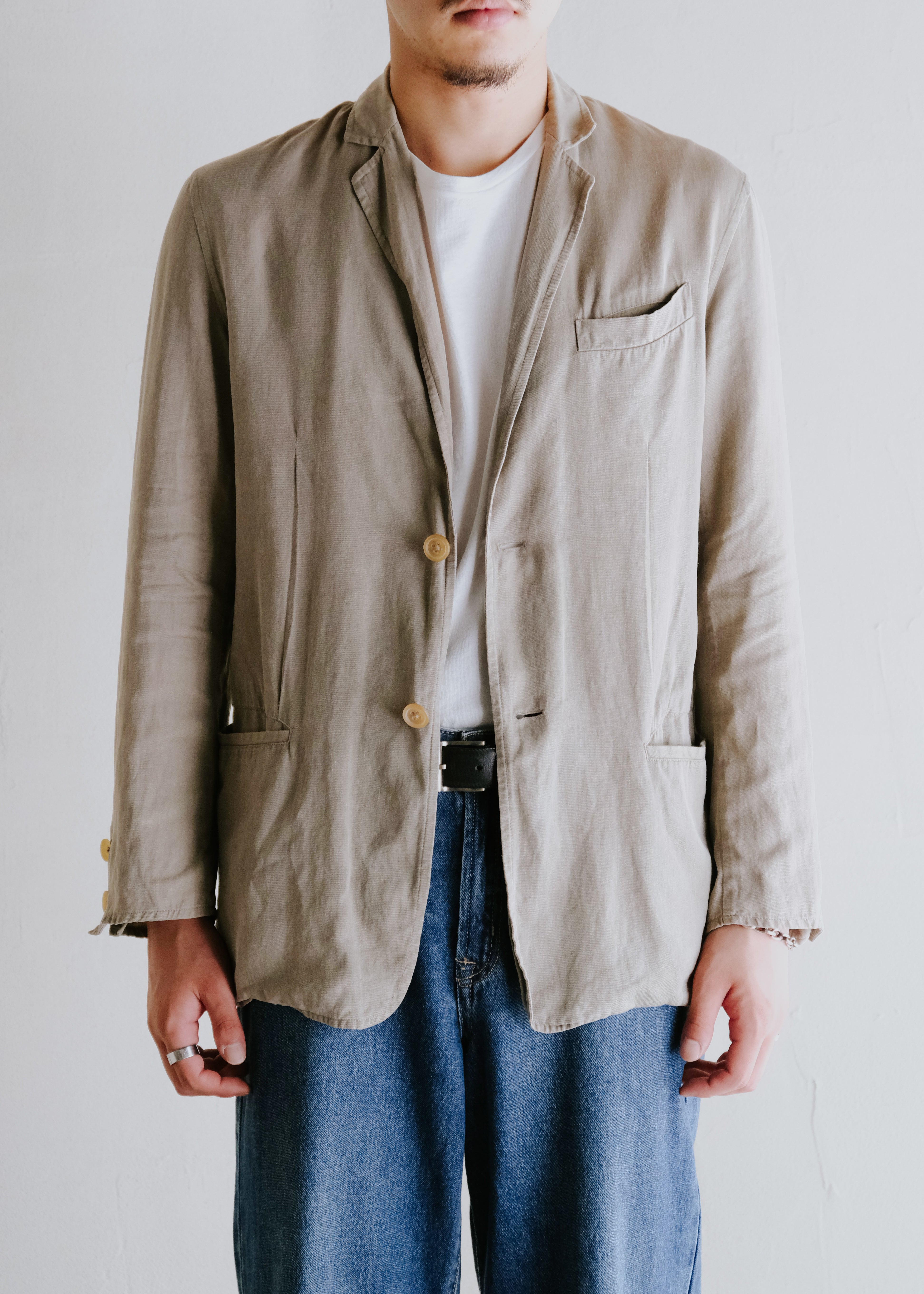 00's JIL SANDER 2B linen tailored jacket