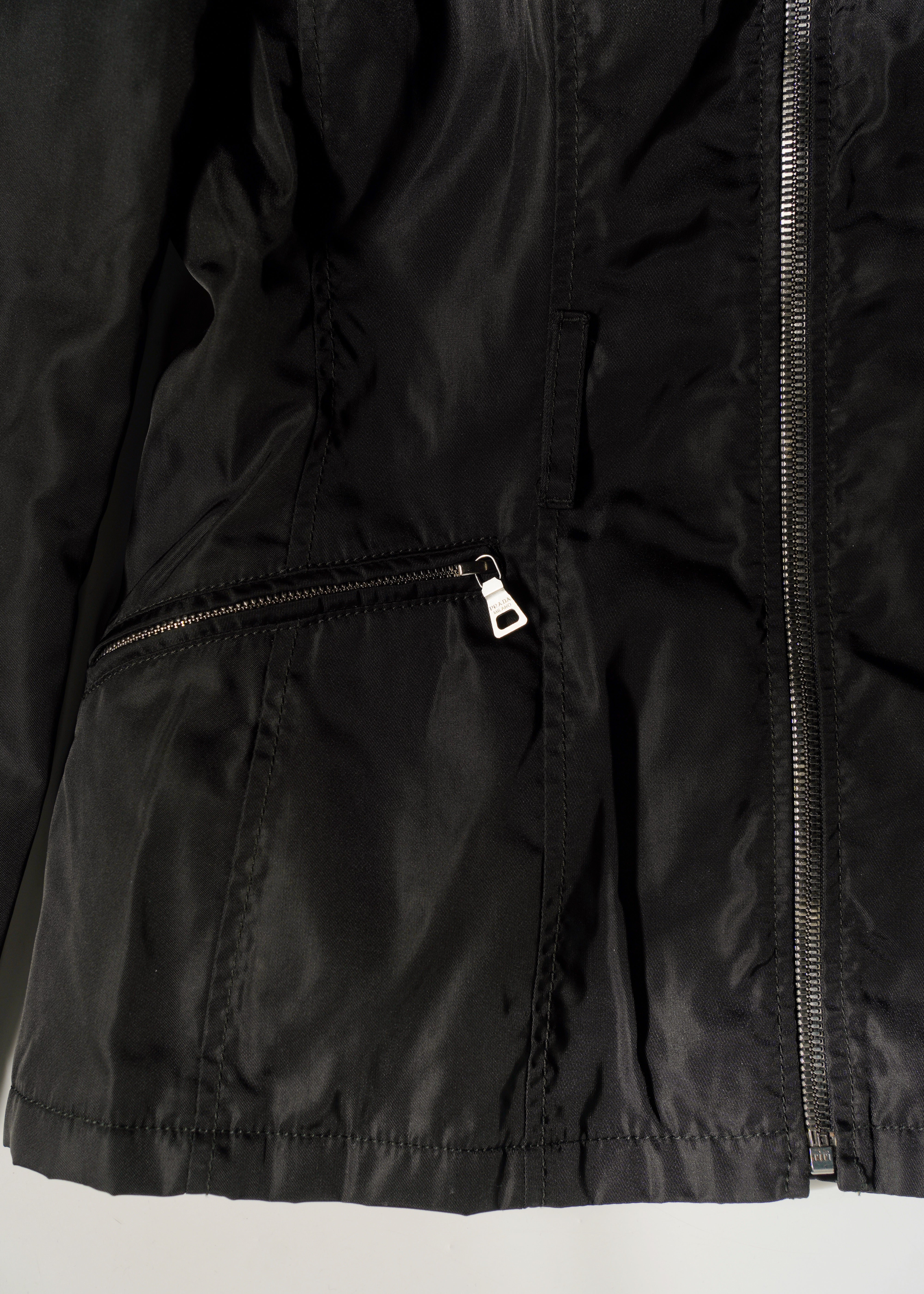 90's PRADA leather nylon docking zip up jacket