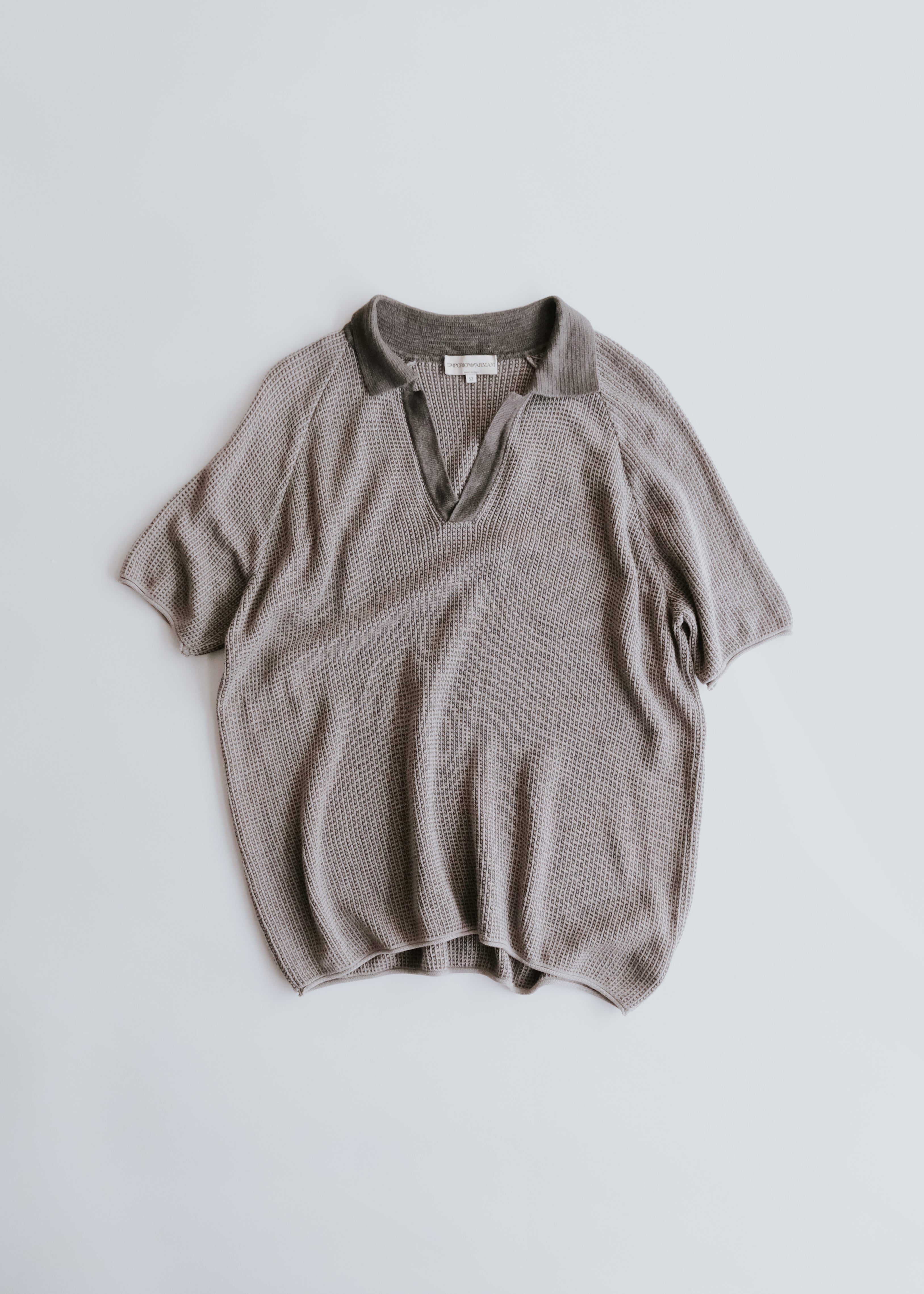 90-00's EMPORIO ARMANI micro waffle knit skipper polo