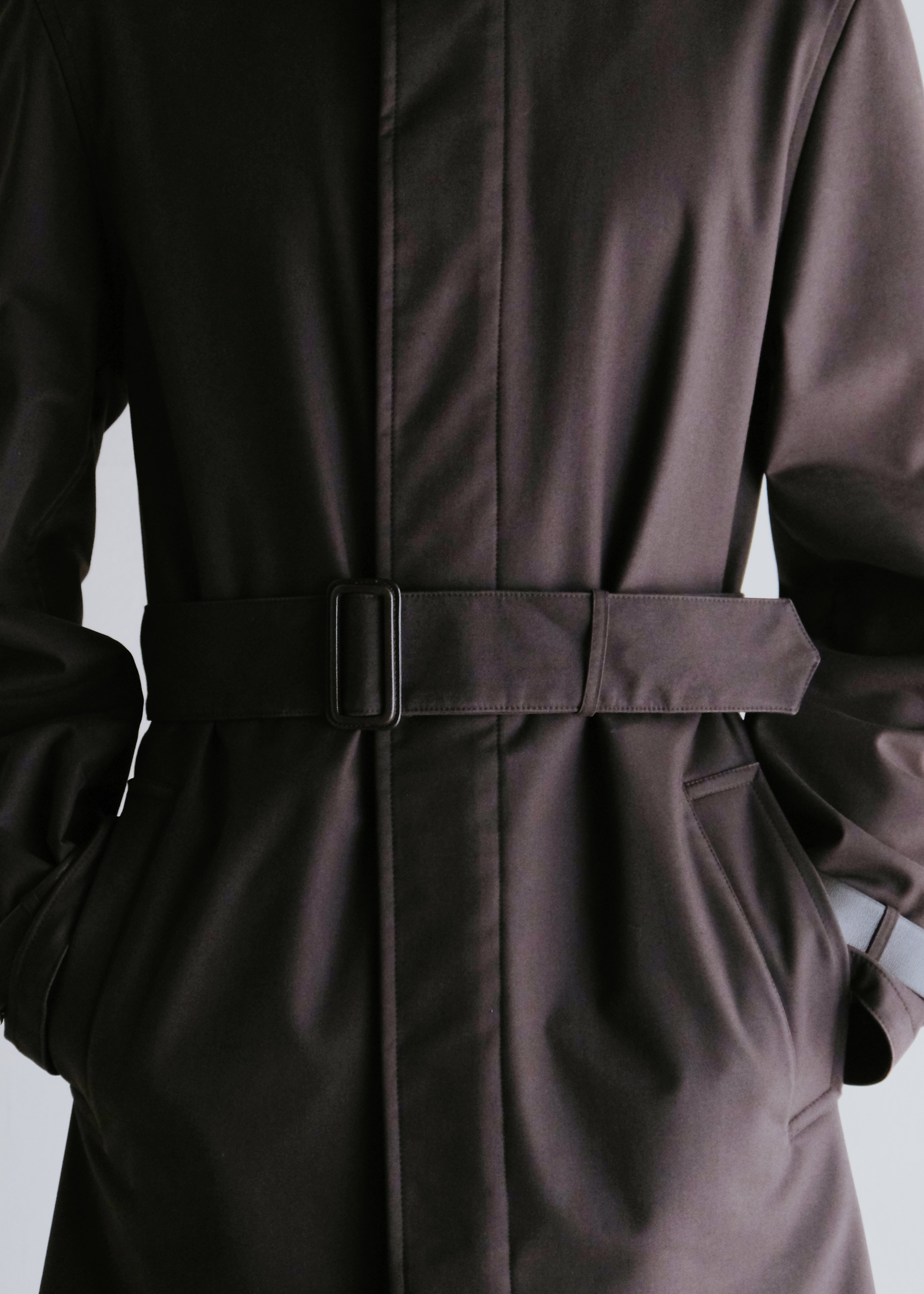00's HERMÈS waxed cotton multiple belted coat