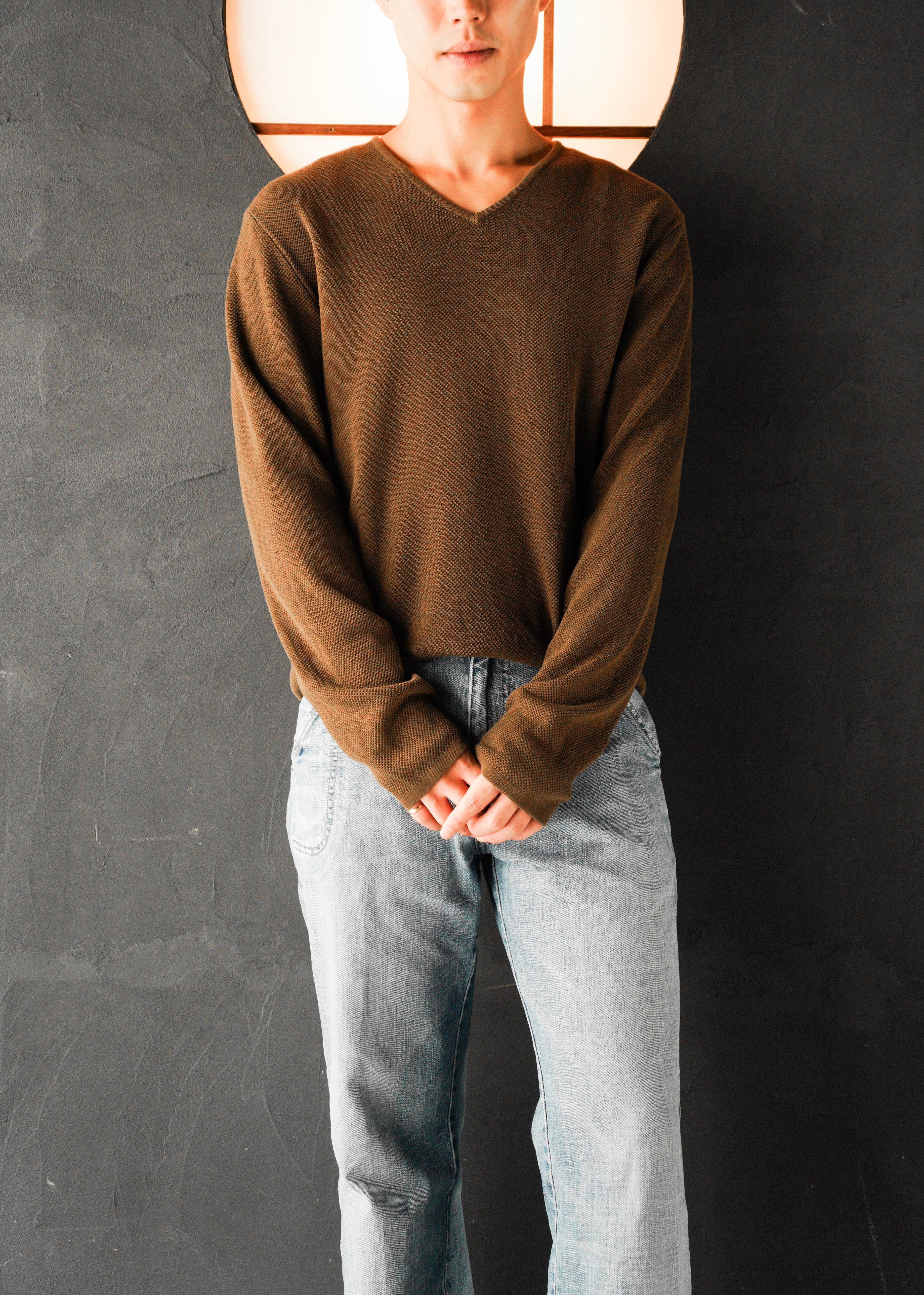 90-00's JIL SANDER v-neck mesh knit