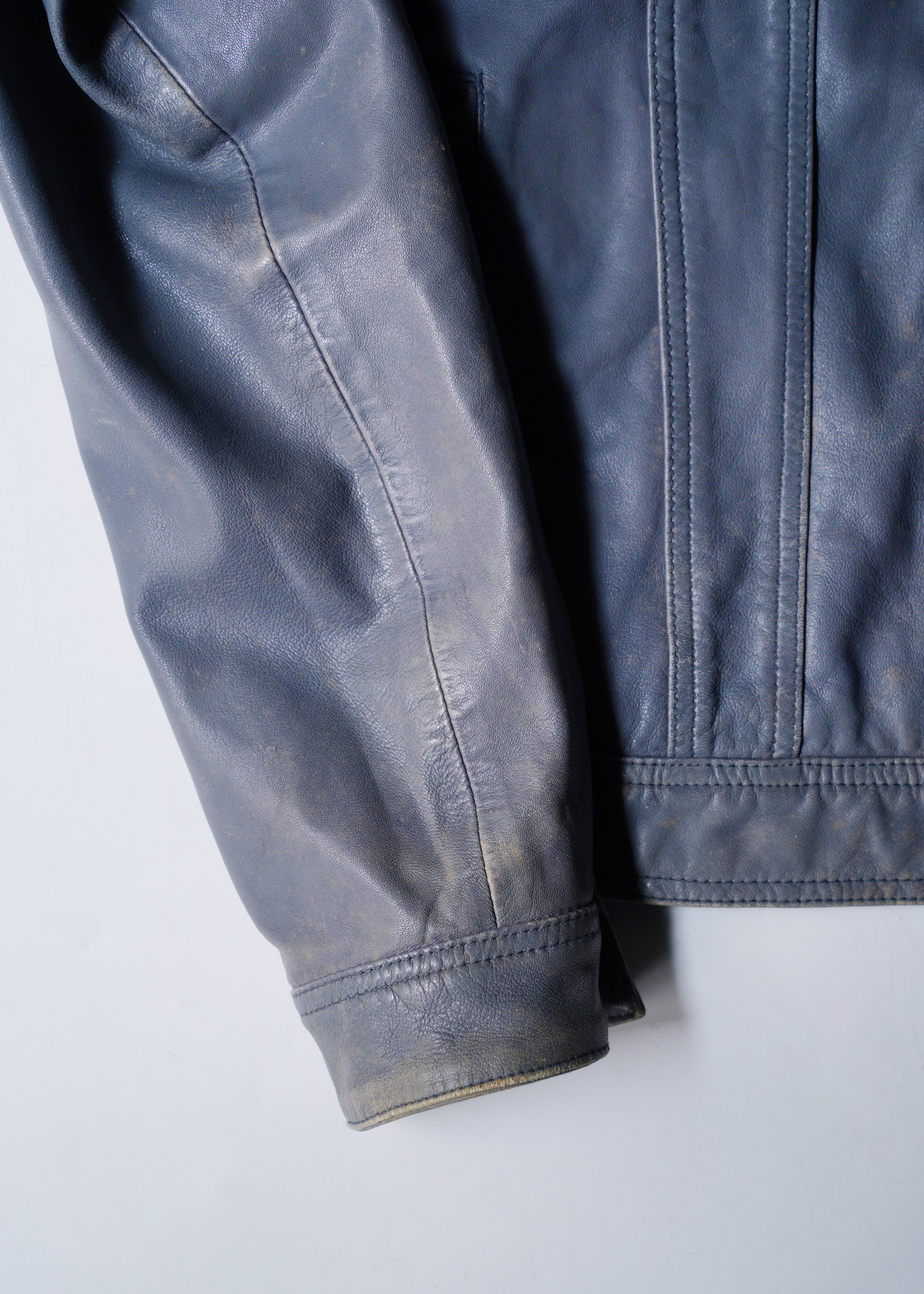 00's ARMANI JEANS sheepskin leather trucker jacket