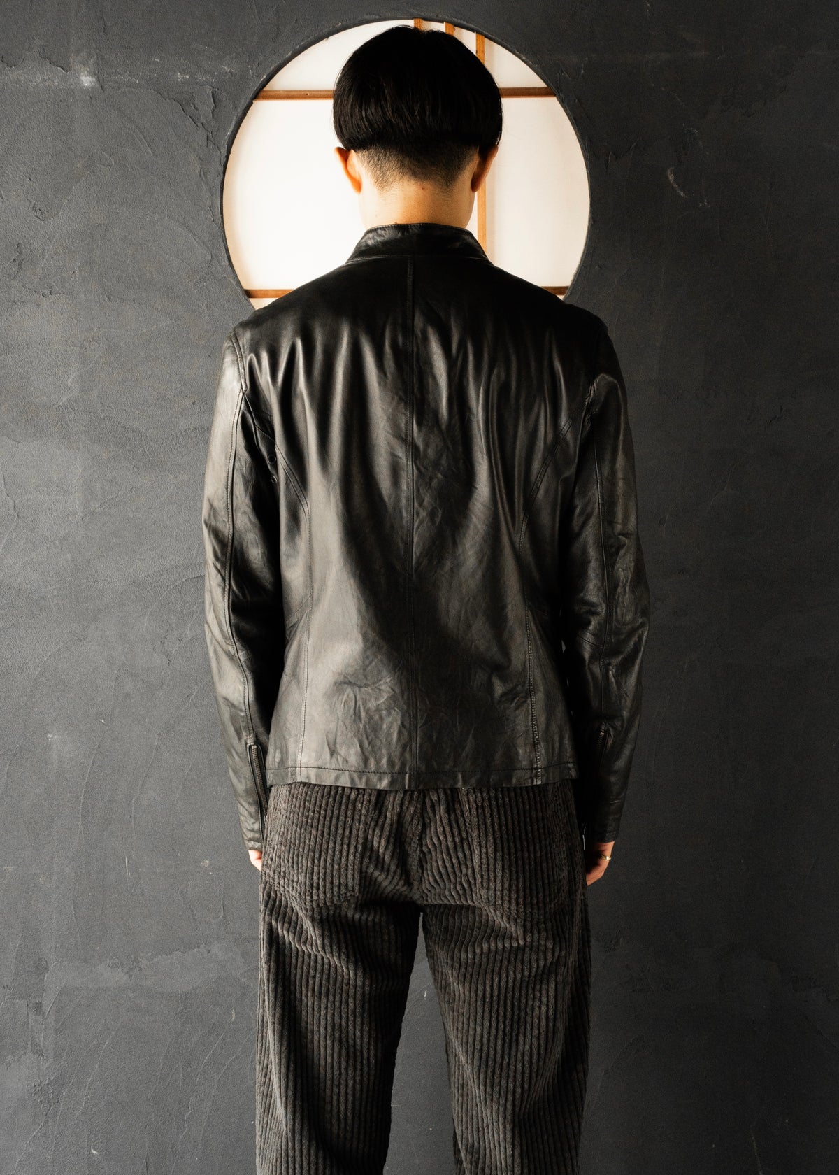 00's- BANANA REPUBLIC double zip single leather jacket