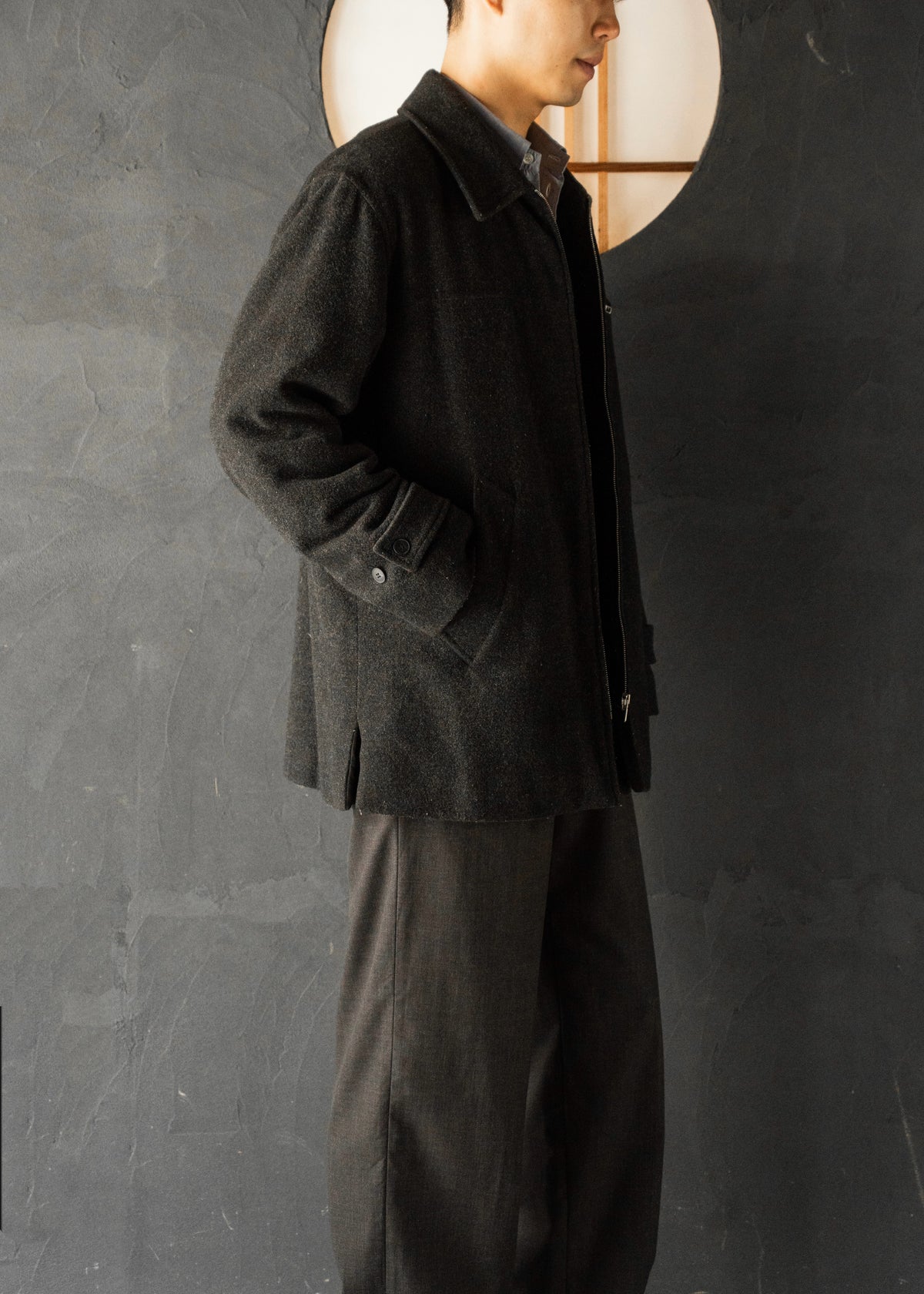 90's agnes b. homme zip up wool blouson