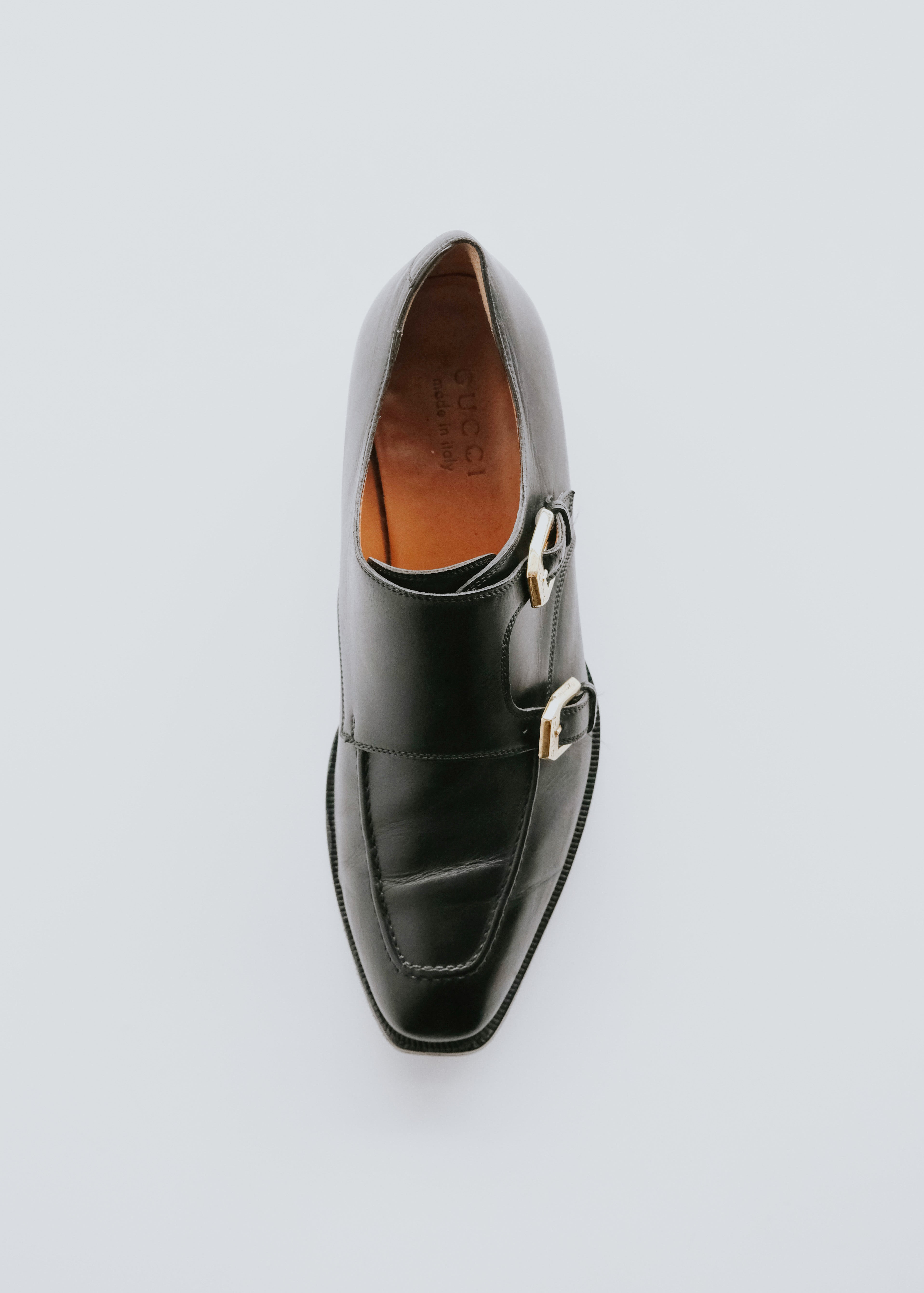 GUCCI double monk strap leather shoes
